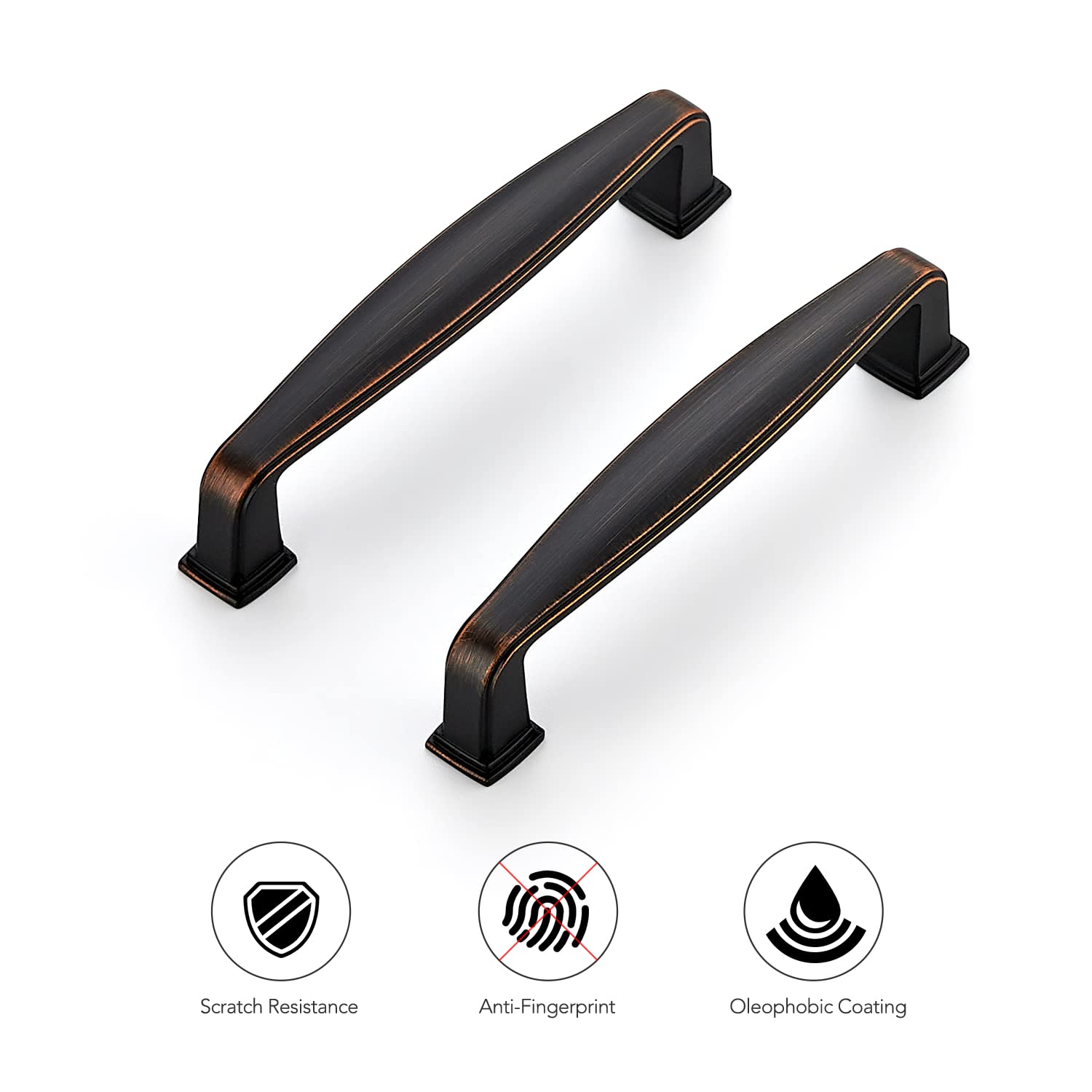 Ravinte 5 Pack Solid 3-3/4 Inch Oil Rubbed Bronze Cabinet Handles & Drawer Pulls - Durable Kitchen Cabinet Hardware for Cabinets, Cupboards & Drawers - Perfect for Home Renovation & DIY Projects