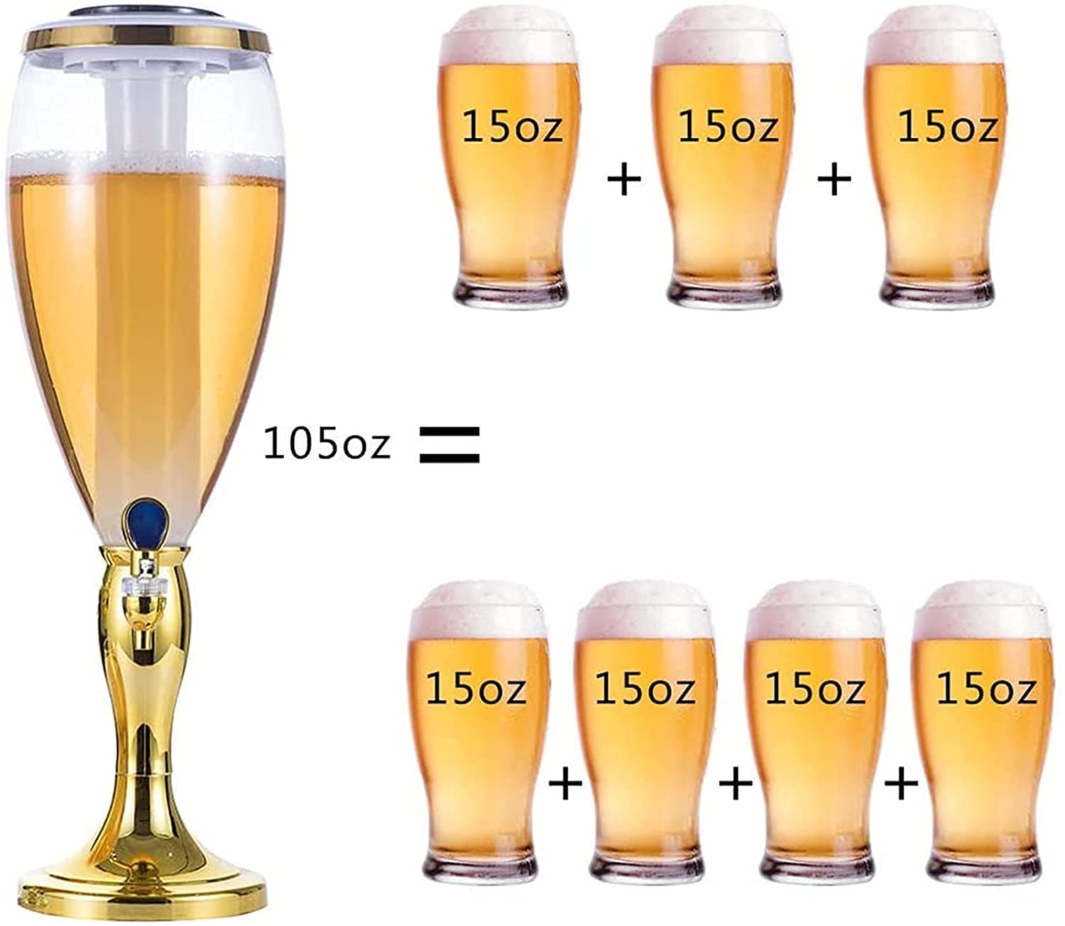 3L Spherical Beer Tower Dispenser - KDLK Beverage Dispenser for Draft Beer, Cocktails & Cold Drinks | Perfect for Home Bars, Parties, Family Gatherings & Commercial Use