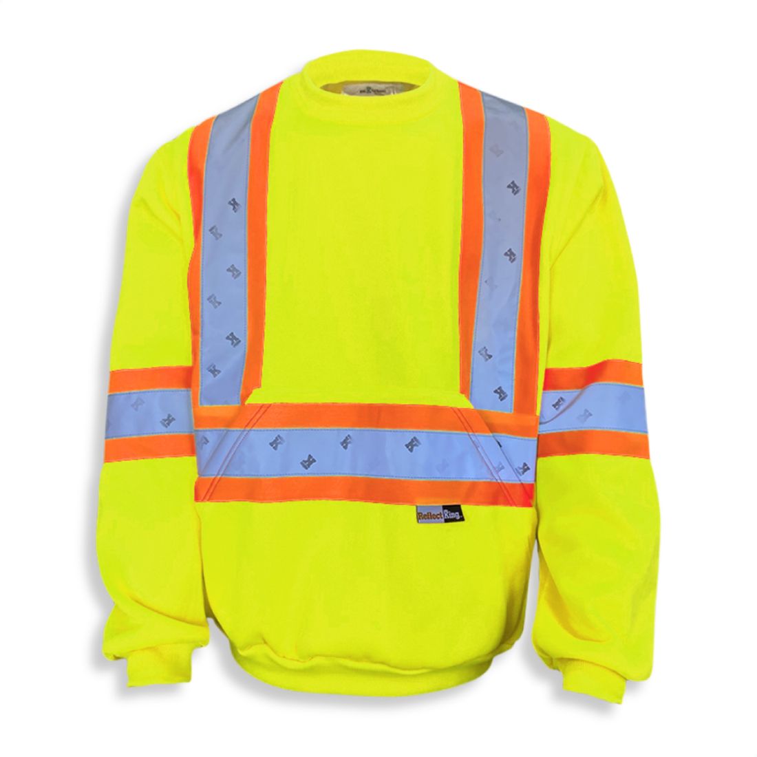Big K Men's High Visibility 11oz Polyester Microfleece Crewneck Sweatshirt BK3559LM - Warm Workwear for Construction, Road Workers & Outdoor Safety