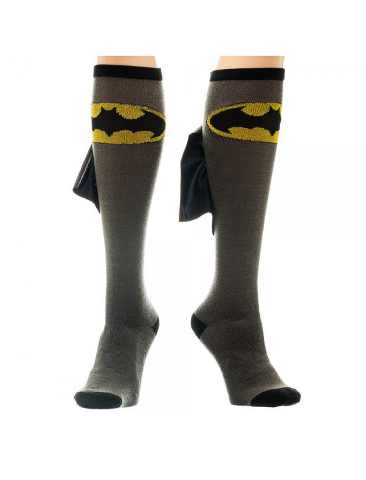 Batman Logo Knee High Socks with Cape - DC Comics Superhero Costume Accessories for Cosplay, Halloween & Comic Con