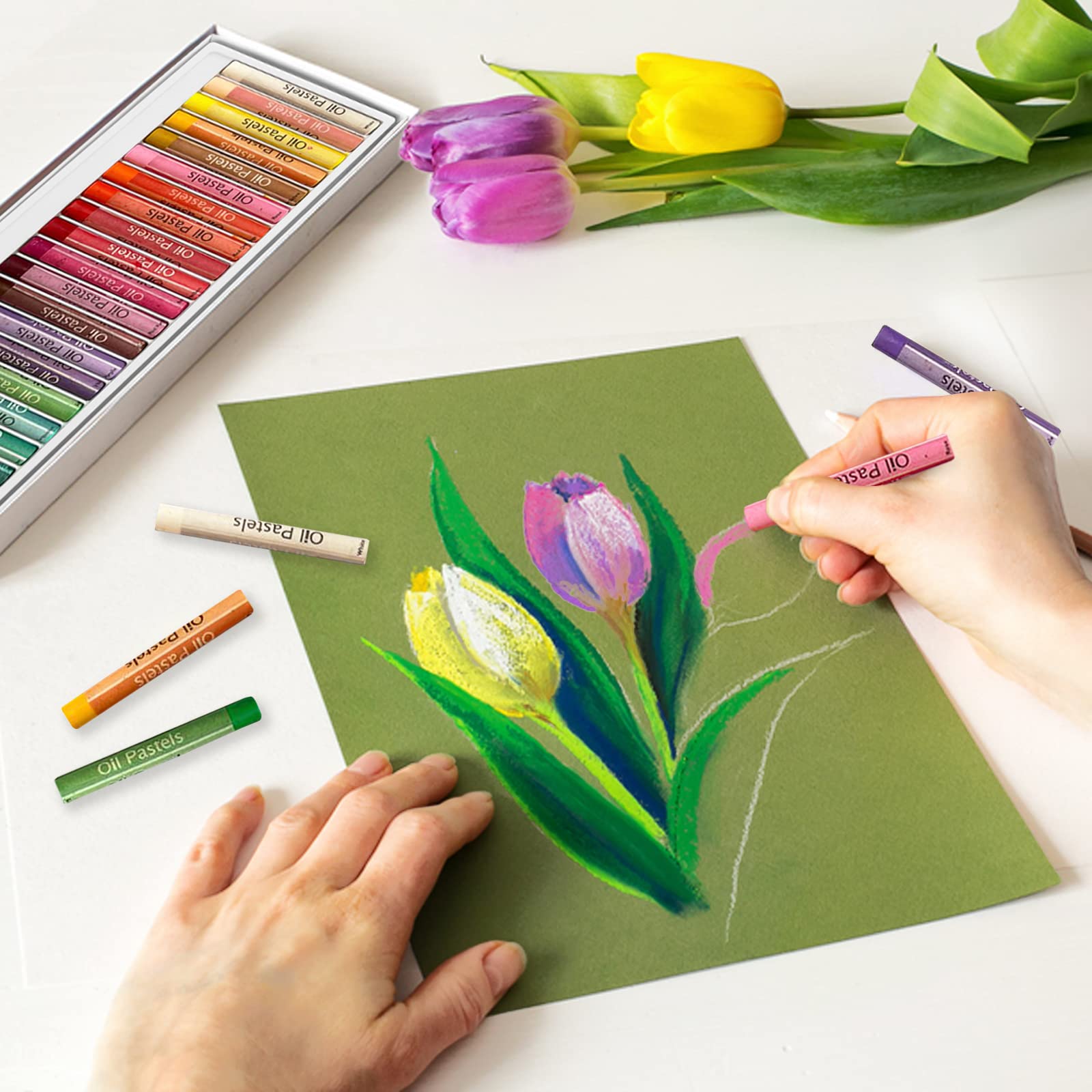 EXTRIC 25 Colors Soft Oil Pastels Set - Non-Toxic Oil Crayons for Kids & Professional Artists | Perfect for Drawing, Sketching & School Art Projects