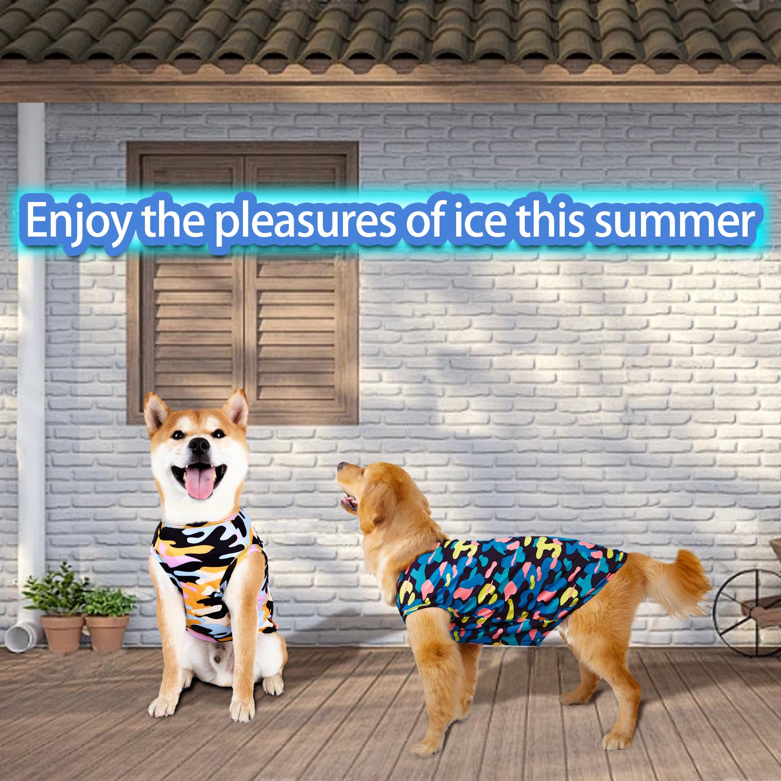 Cooling Dog Shirts for Small Dogs (6-10 lbs) - 2 Pcs Camo UV-Resistant for Summer Walks