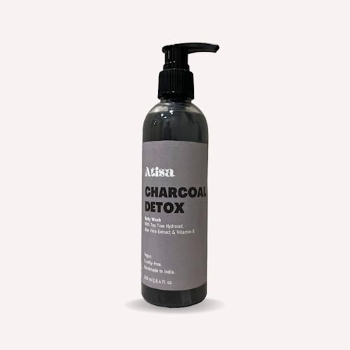 Atisa Charcoal Detox Body Wash - Deep Cleansing & Purifying for Acne & Oily Skin | Shower Gel for Men & Women | Perfect for Post-Workout & Daily Detox