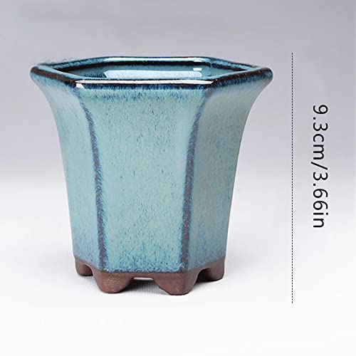 VALINK Glazed Ceramic Succulent Planter with Drainage Hole - Modern Polygonal Flower Pot for Indoor & Outdoor Plants - Perfect for Home, Office, Garden Decor
