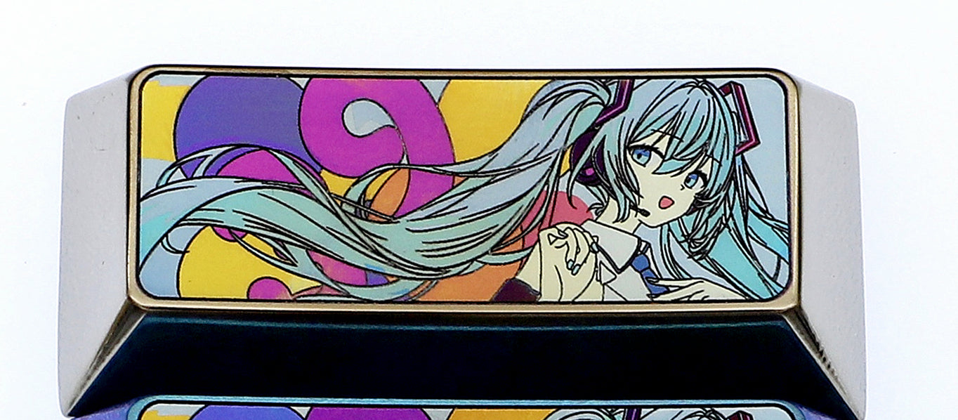 Hatsune Miku 2.25U Titanium Alloy Metal Custom Keycap - Anime Themed Mechanical Keyboard Accessory for Gaming & Typing Enthusiasts