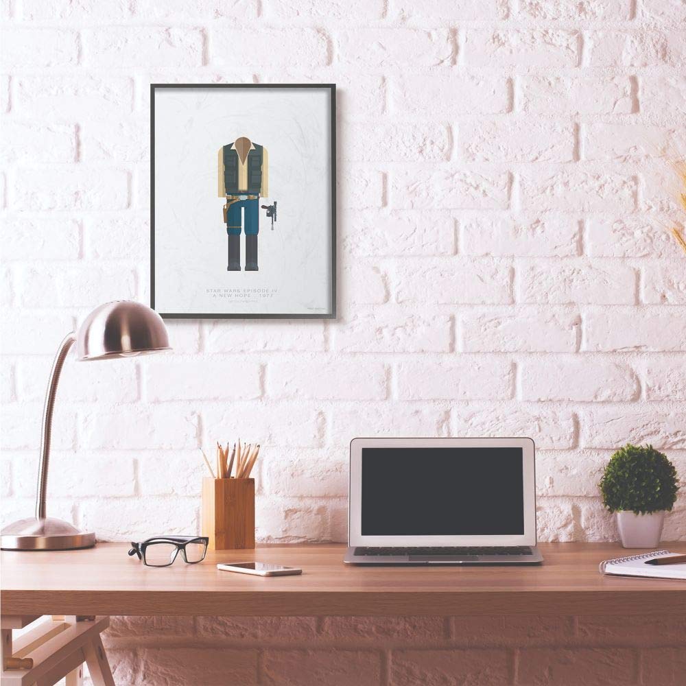 Stupell Industries Star Wars Han Solo Black Framed Wall Art - 24x30 Inches - Famous Movie Character Design by Fred Birchal - Perfect for Living Room, Bedroom & Office Decor