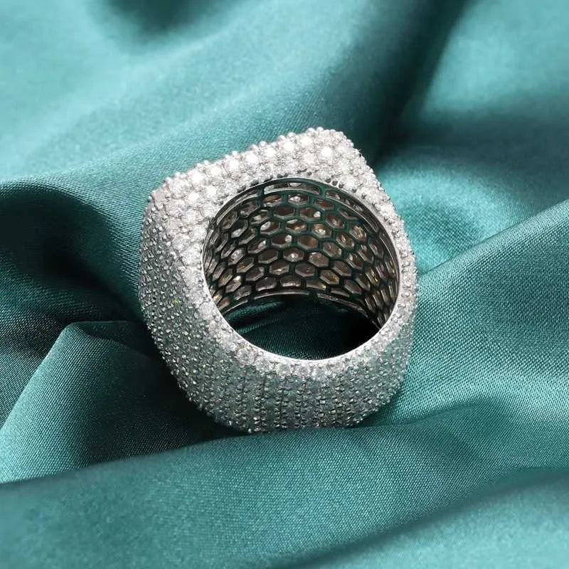 6PCS Hip Hop Iced Out VVS Moissanite Rings 925 Sterling Silver for Men - Luxury Jewelry Gift for Rappers, Performers & Trendsetters (Perfect for Concerts, Parties & Special Occasions)