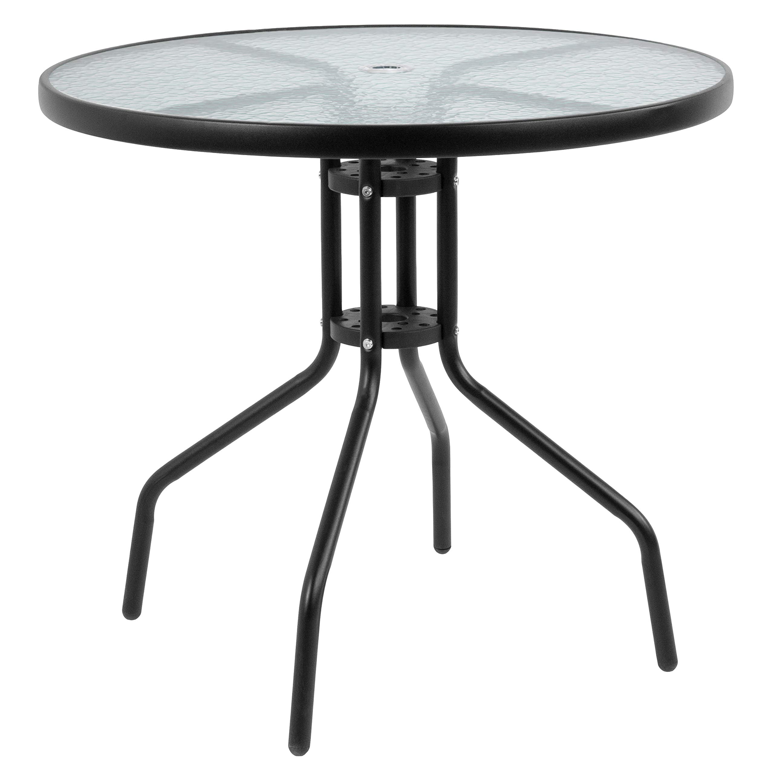 6-Piece Black Patio Garden Set with Umbrella Table & 4 Folding Chairs - Outdoor Dining & Relaxation Furniture for Backyard, Deck, Poolside or Garden