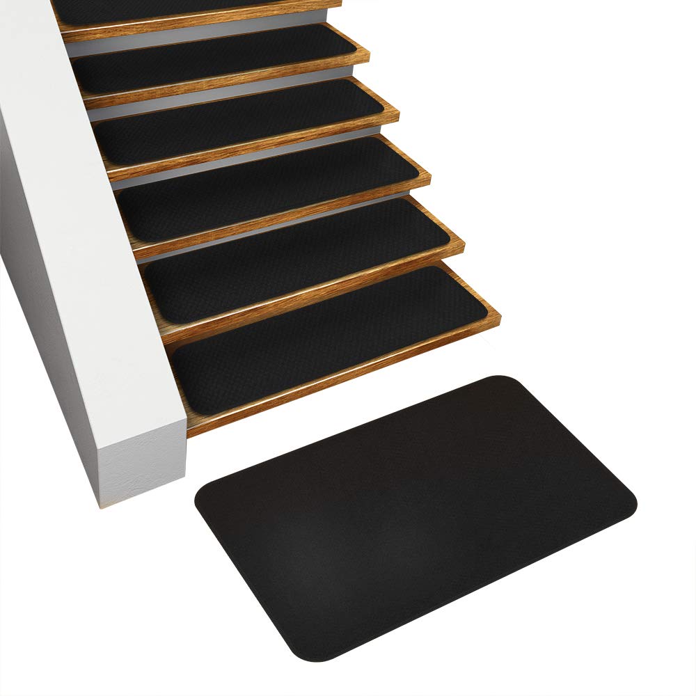 Non-Slip Carpet Stair Treads Set of 15 with Matching Landing Rug - Black for Home Safety | Perfect for Stairs, Hallways, and Entryways to Prevent Slips and Falls