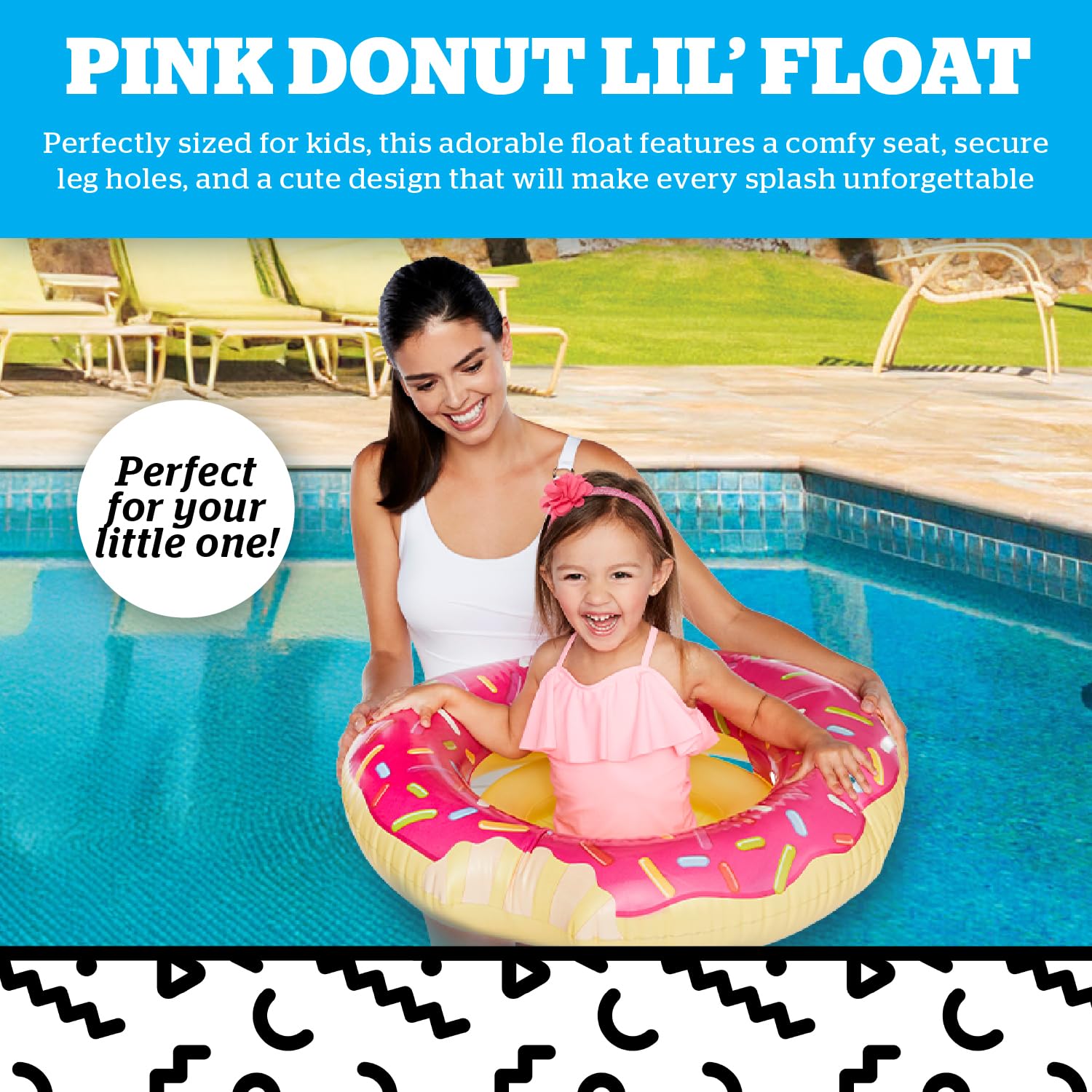BigMouth Inc Lil’ Water Float for Babies & Kids Ages 1-3 | Inflatable Pool Floatie for Beginner Swimmers | Easy to Inflate & Durable | Pink Donut Design | Perfect for Pool Parties, Beach Days & Swimming Lessons