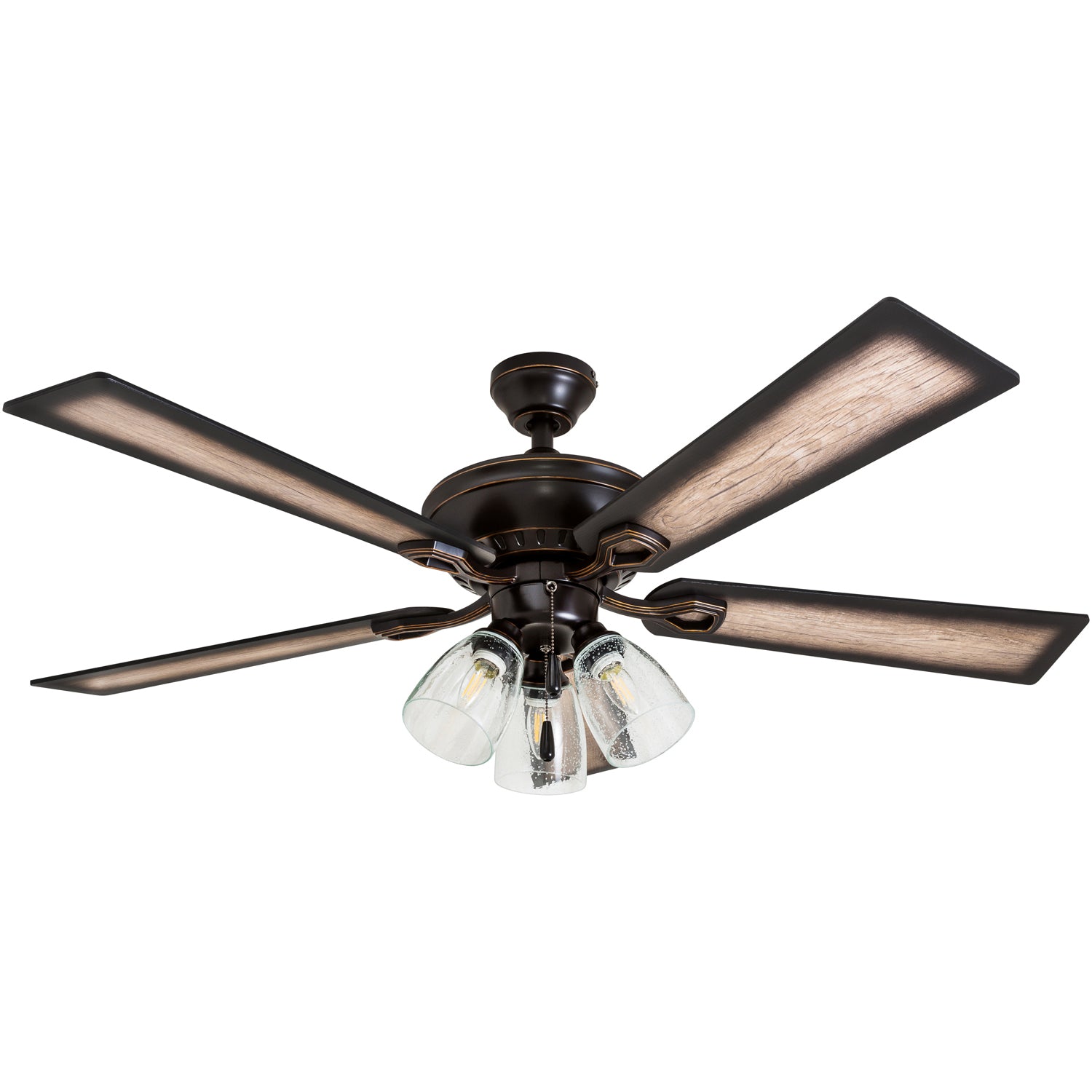 52 Inch Glenmont Oil Rubbed Bronze Ceiling Fan with Pull Chain - Energy Efficient Indoor Cooling for Living Room, Bedroom & Office