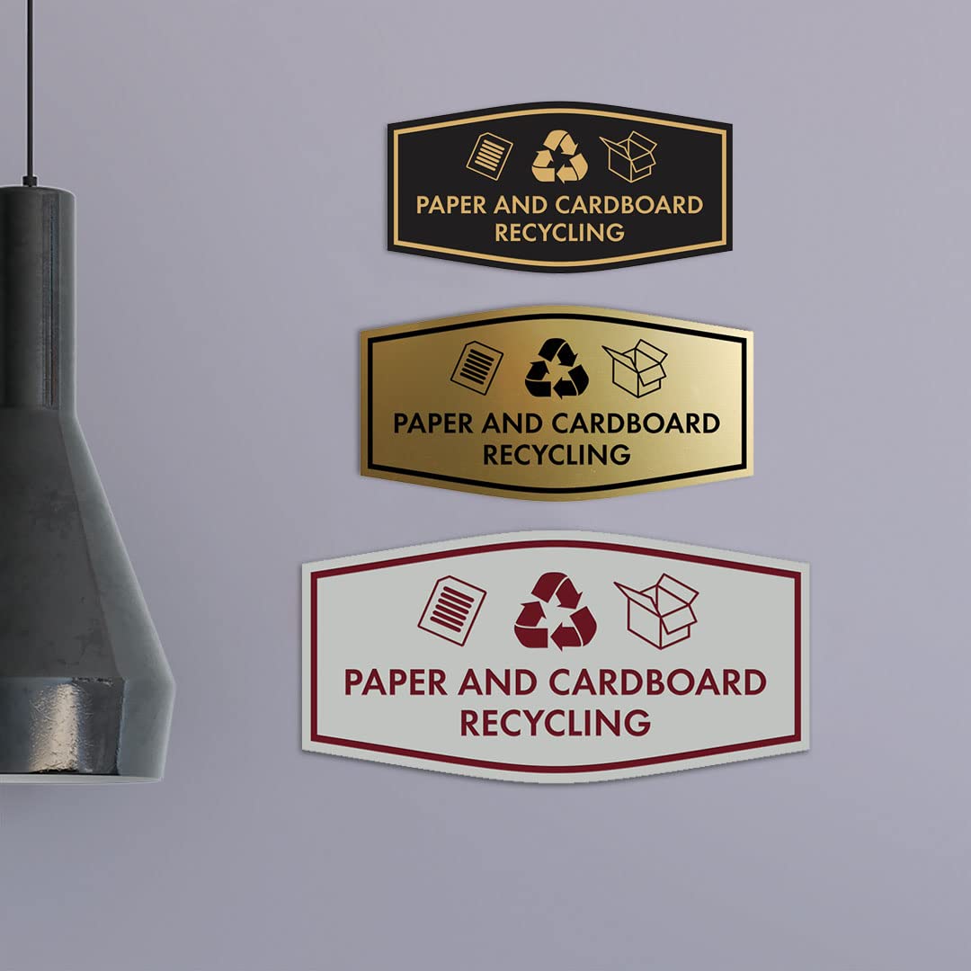 Eco-Friendly Brushed Gold Paper & Cardboard Recycling Sign - Large Wall Decal for Office, School & Home Sustainability Awareness