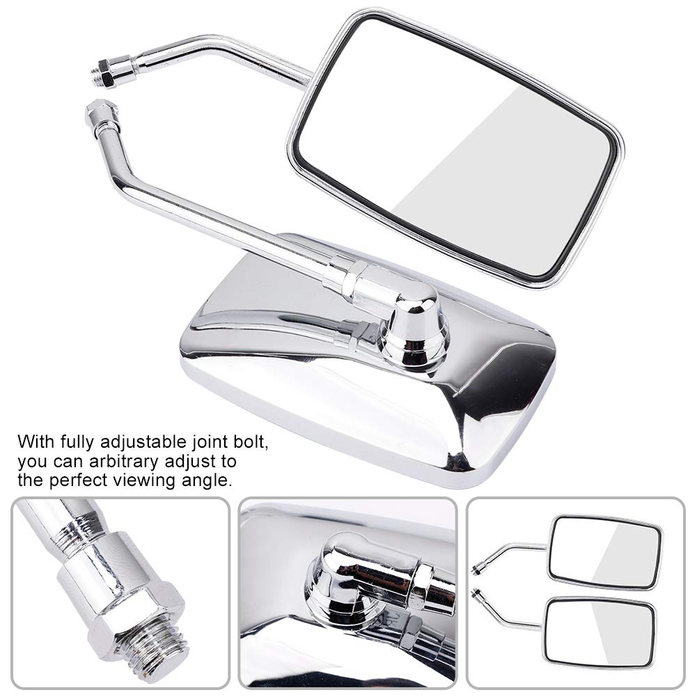 Universal 10MM Motorcycle Mirrors - 2Pcs Chrome Rearview for Cruisers & Bikes