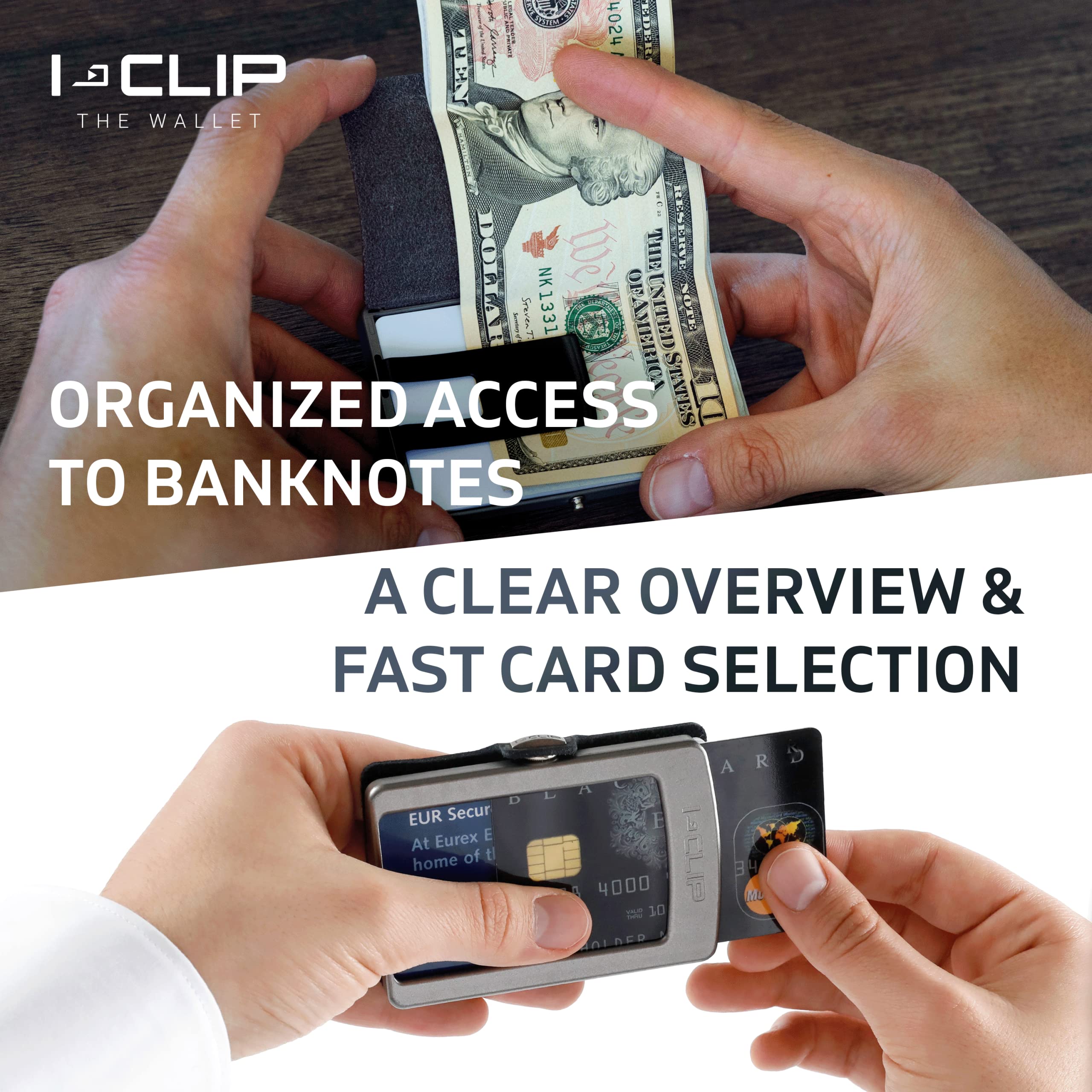 Original Silver I-CLIP Radio Impact Tracker - Compatible with Apple AirTag for Wallet, Money Bag, Purse & Credit Card Holder | Secure Your Valuables On-The-Go