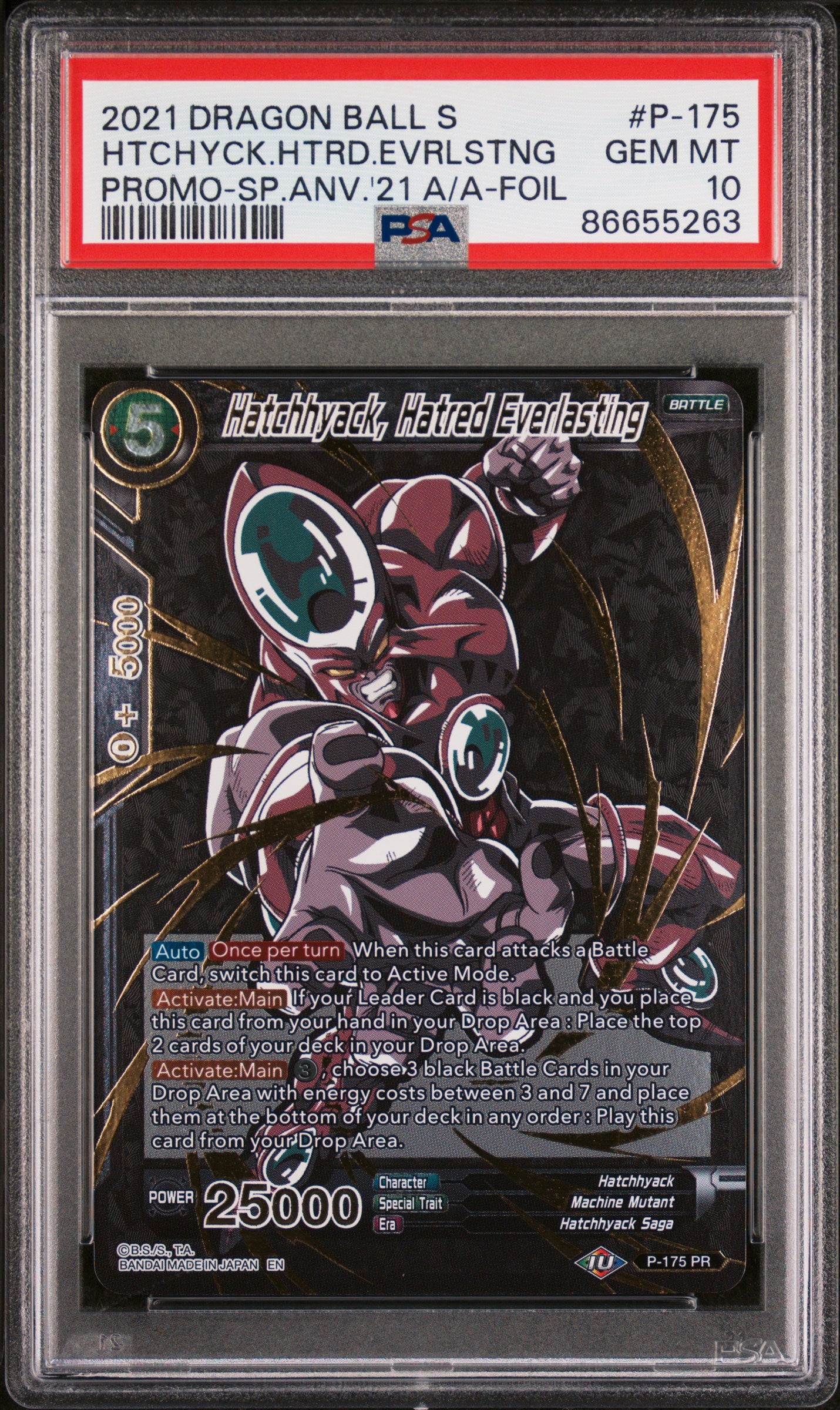 2021 Dragon Ball Super HTCHYCK.HTRD.EVRLSTNG #P 175 PSA 10 Graded Trading Card - Perfect for Collectors & Anime Fans - Display, Trade, or Invest in Rare Memorabilia