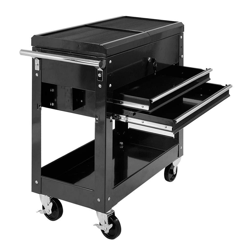 Heavy Duty Rolling Tool Cart with Slide Top & 2 Drawers - 31