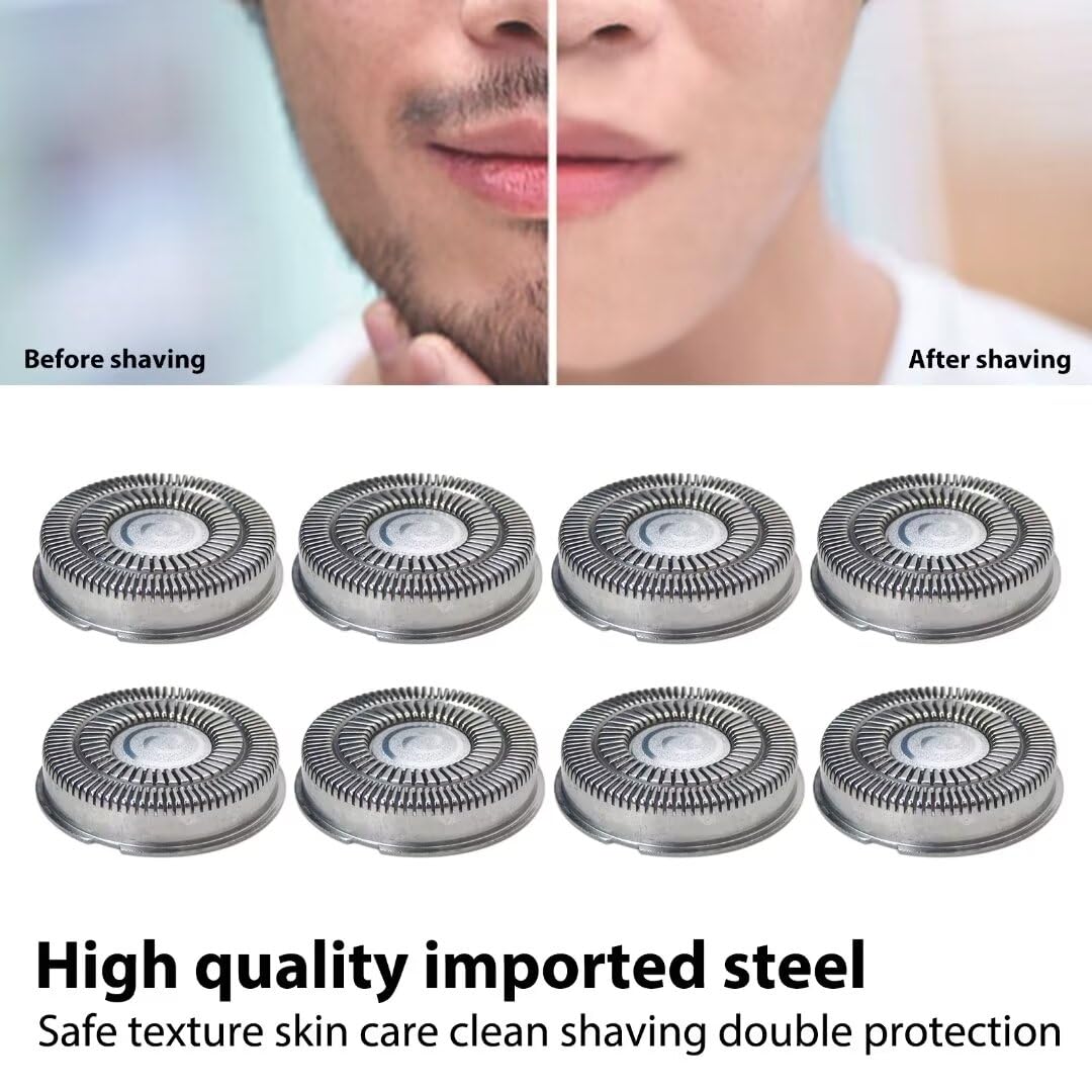 8Pcs Replacement Shaver Heads for Skull Shaver Pitbull Gold/Silver/Platinum PRO - Compatible with 4 Head Shavers - Durable Replacement Blades for Smooth Shaving - Perfect for Travel, Home & Barbershop Use