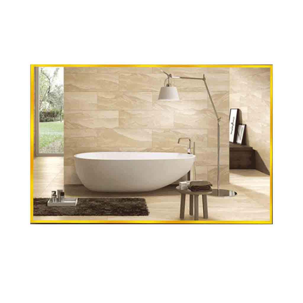 Rectangle Metal Framed Hanging Mirror - Wall Mounted Bathroom & Makeup Mirror with Nordic Iron Art Design - Elegant Gold & Black Home Decor for Bedroom, Living Room & Vanity Area - Perfect for Daily Grooming, Interior Styling and Space Enhancement