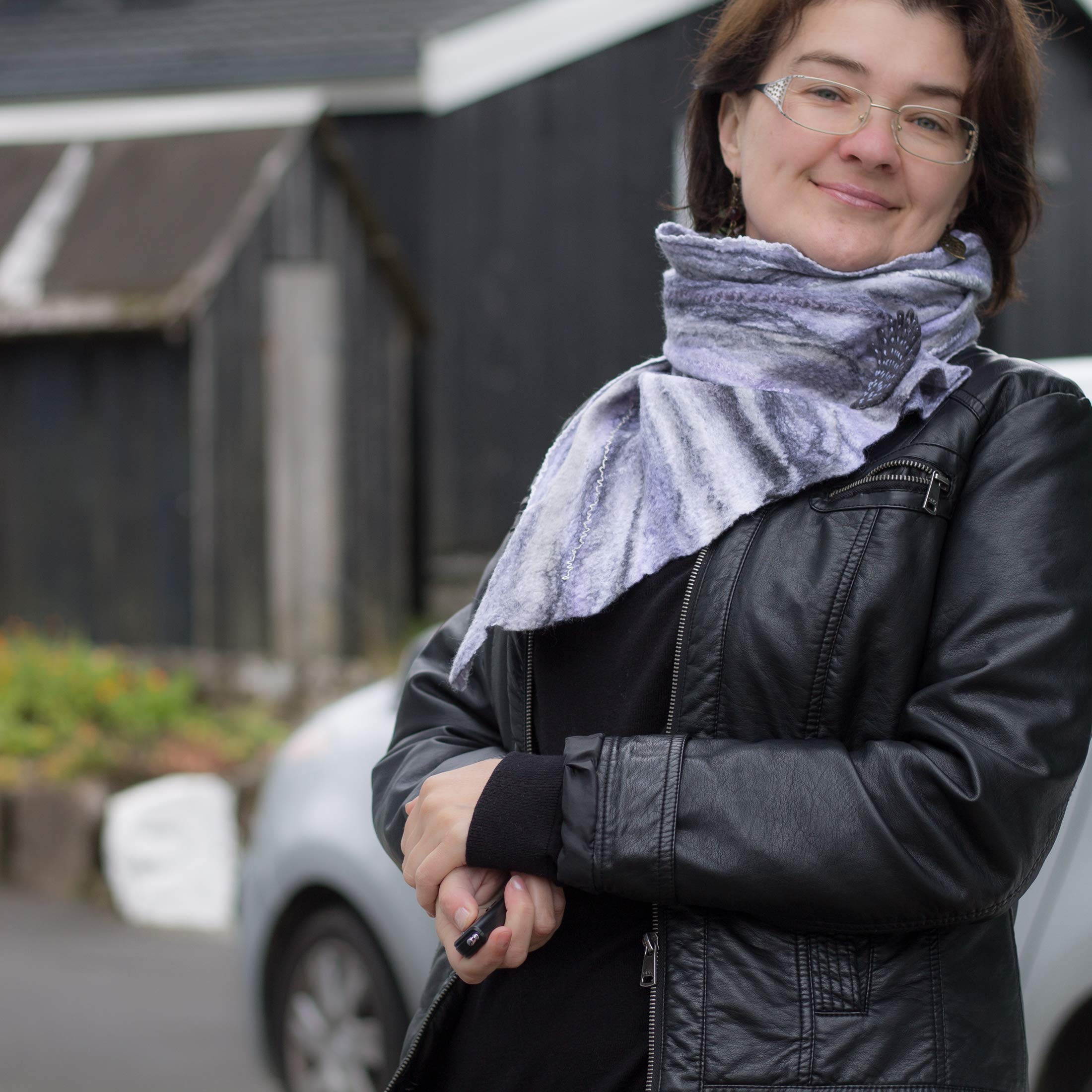 Grey Nuno Felt Scarf for Women - Warm Woolen Stole, Fashionable Silk Scarf & Evening Shawl Wrap - Perfect for Autumn and Spring Seasons - Ideal for Office, Date Night & Outdoor Activities