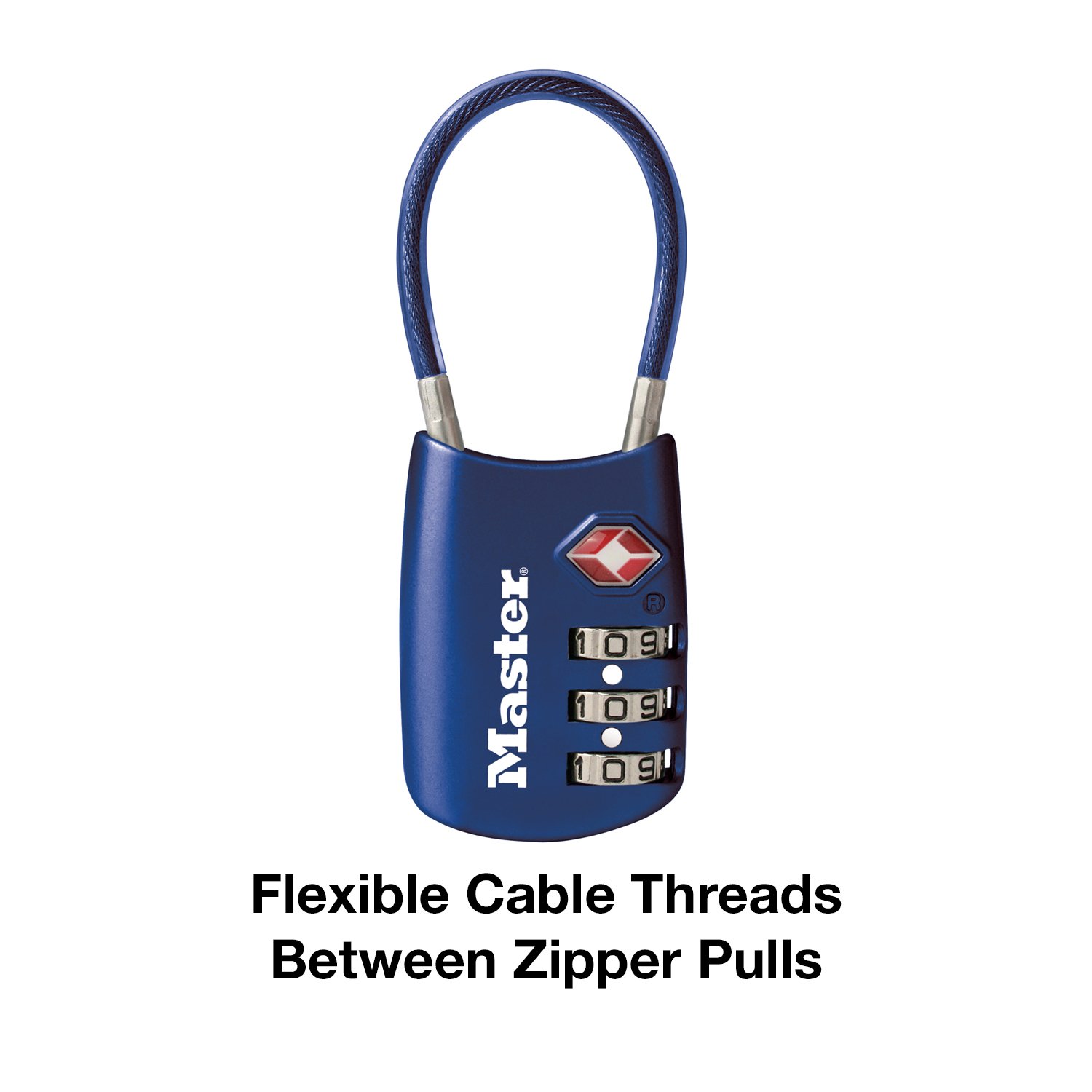 Master Lock 4688D Blue TSA Approved Luggage Lock - Set Your Own Combination, Secure Travel Zipper Padlock for Suitcases, Bags & Backpacks | Ideal for Airports, Hotels & College Dorms