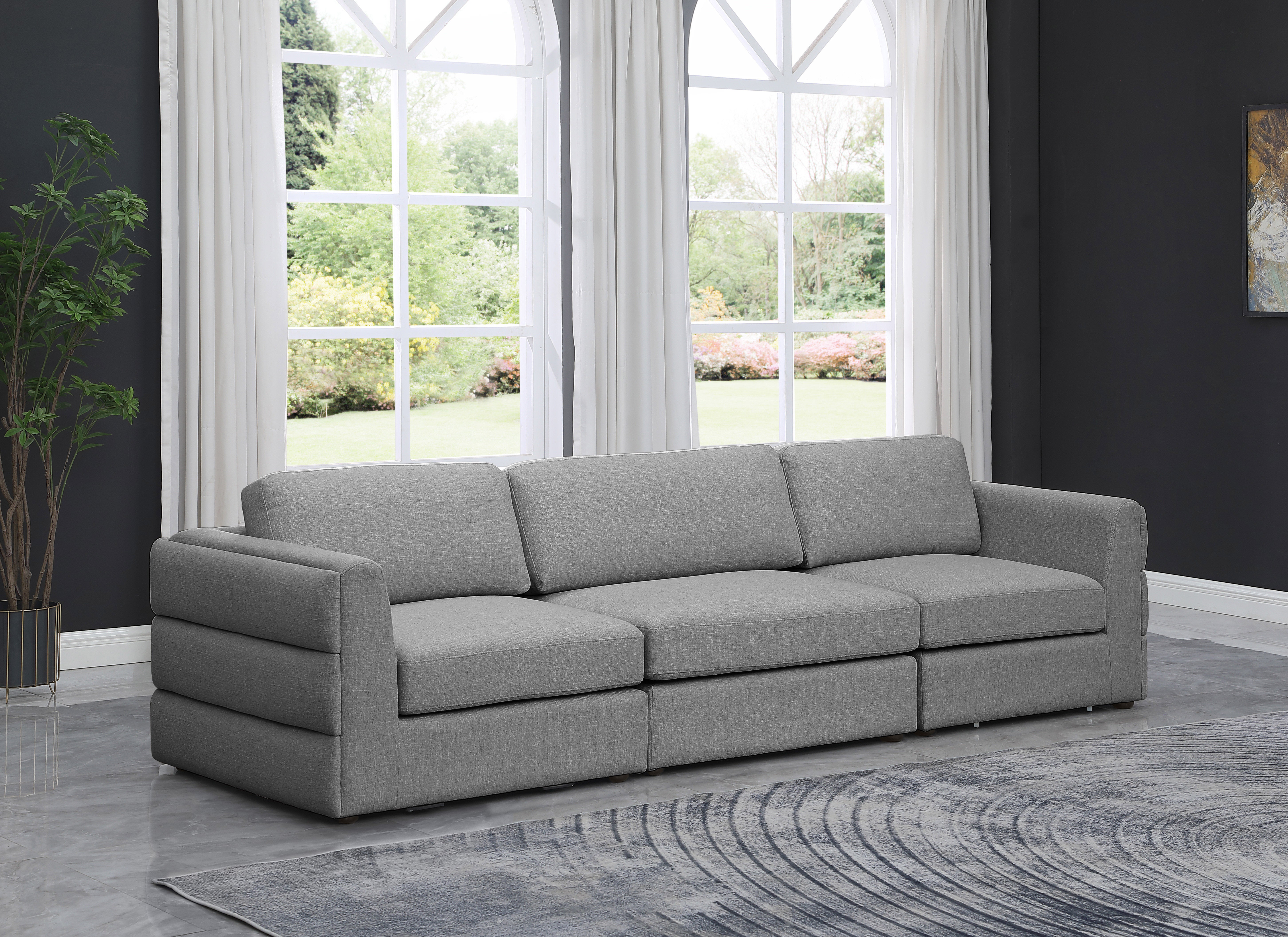 Beckham Durable Linen Textured Fabric Modular Sofa - Modern Sectional Couch for Living Room, Lounge & Home Office - Easy to Assemble Comfortable Sofa Set with Washable Covers