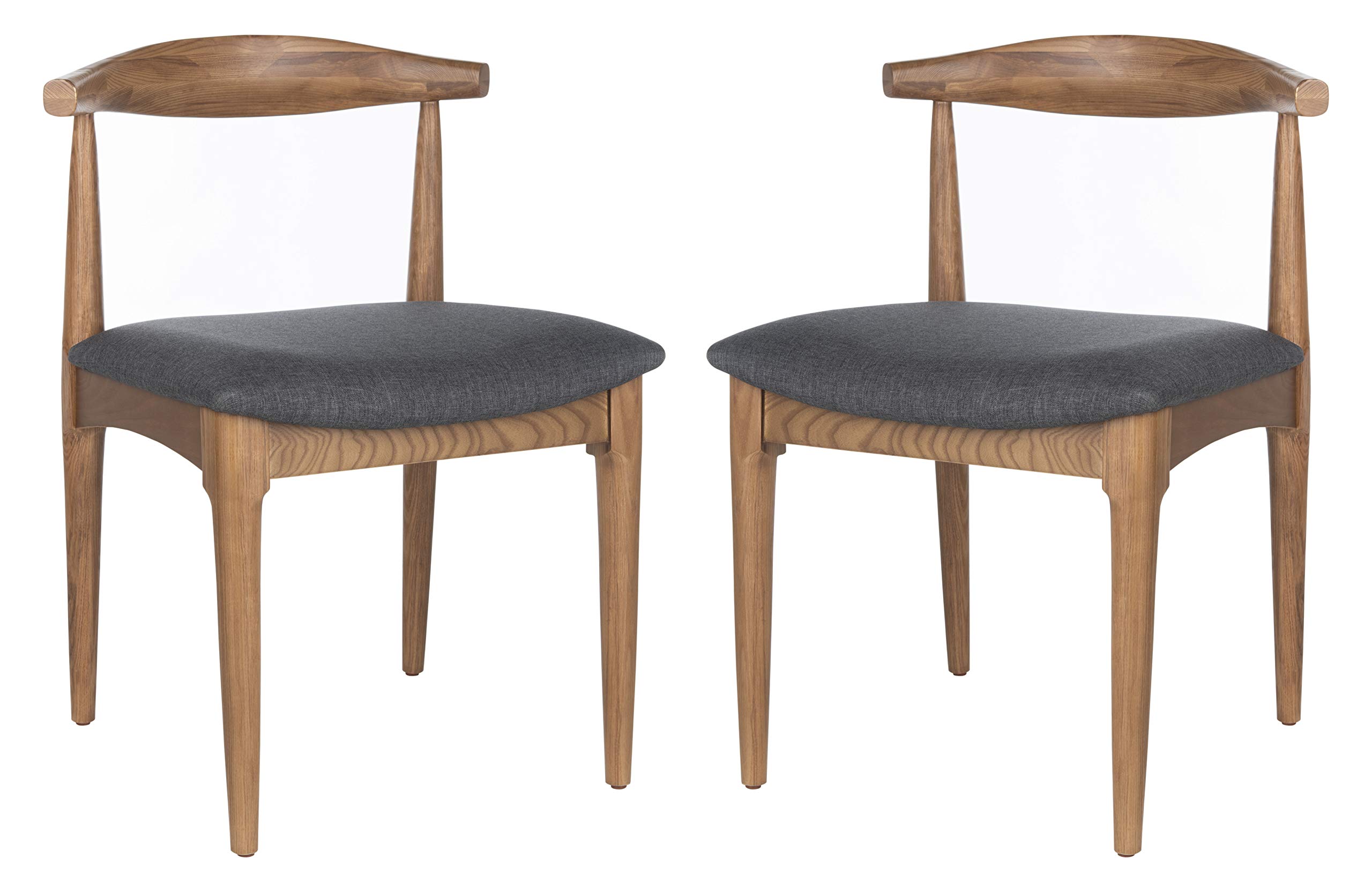 Safavieh Home Lionel Retro Walnut & Dark Grey Cushioned Dining Chairs (Set of 2) - Mid Century Modern Kitchen & Dining Room Furniture for Home & Restaurant Use