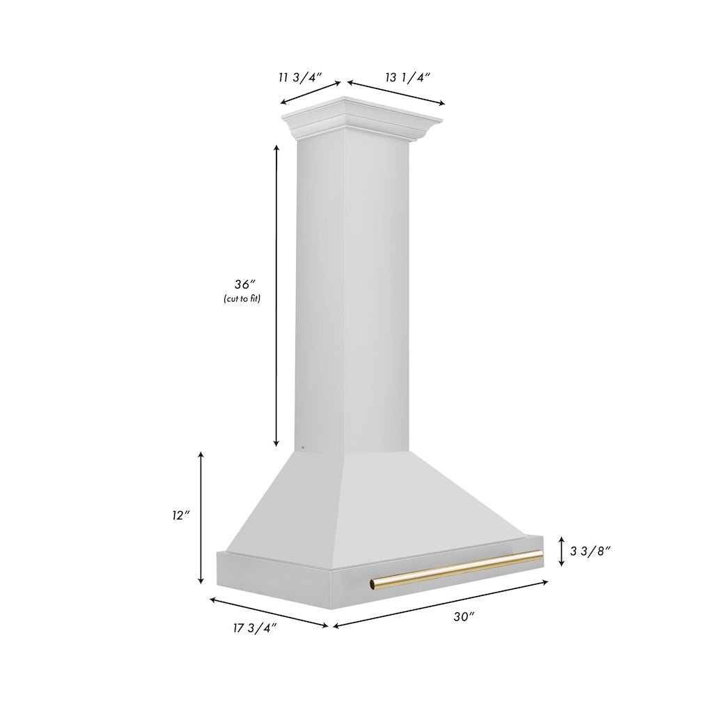 ZLINE KB4STZ G Autograph Edition Convertible Stainless Steel Range Hood with Polished Gold Accents - Professional Kitchen Ventilation for Modern Homes