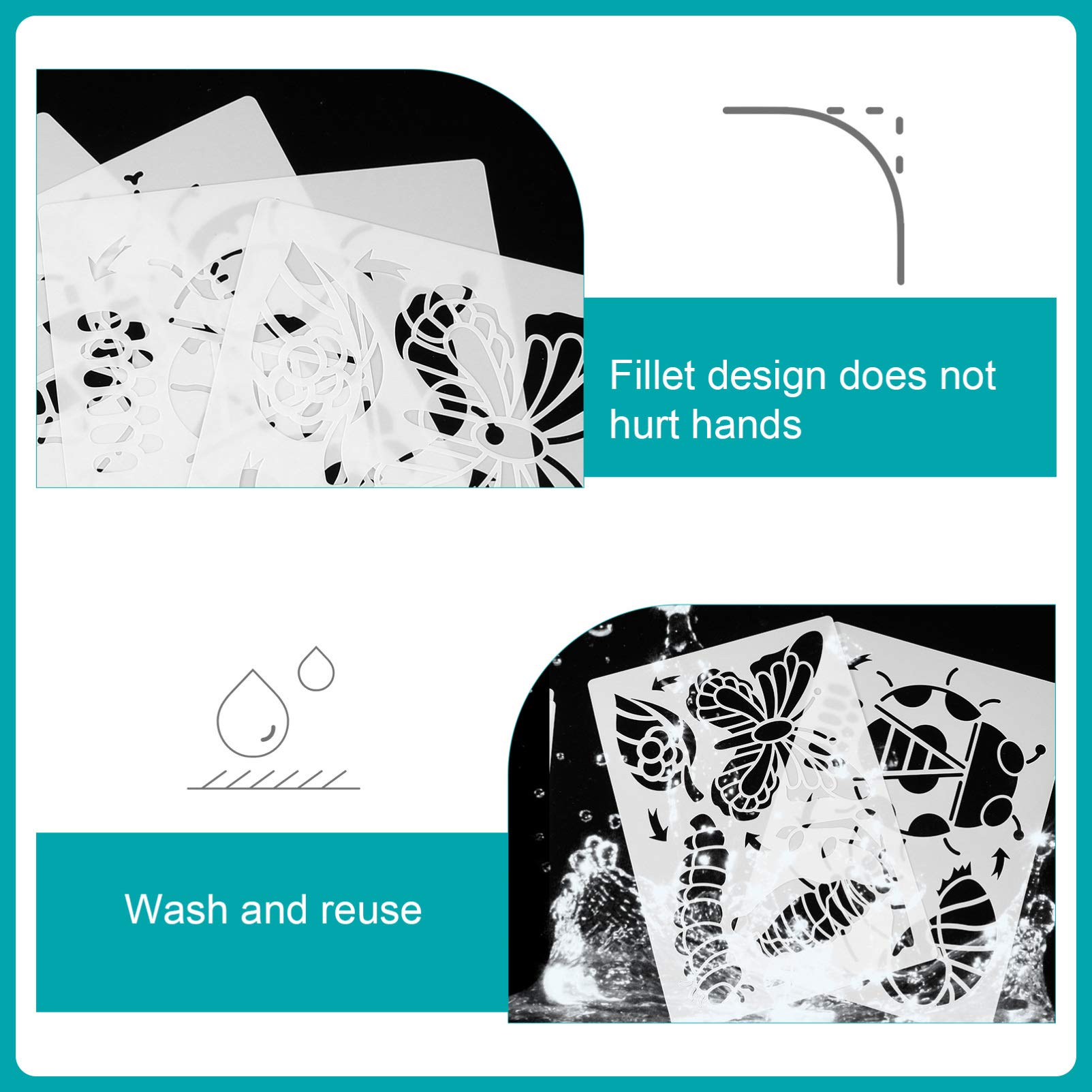 EXCEART 4 Sheets Animal Life Cycle Stencils for Kids - Educational Pet Supplies & Learning Tools - Perfect for Homeschooling, Classroom Activities & DIY Crafts