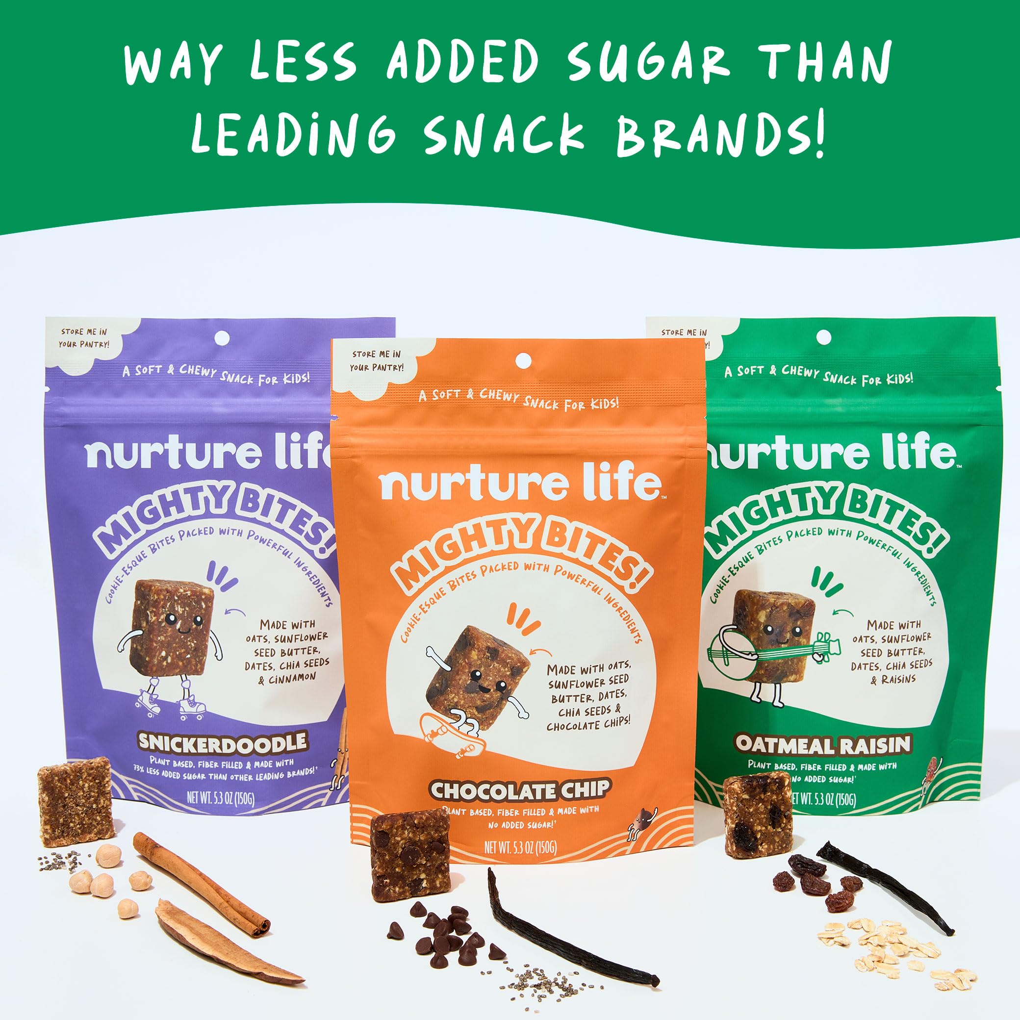 Organic Chocolate Chip Oatmeal Bites for Kids & Toddlers – High Protein, High Fiber, Low Sugar Healthy Snacks | Plant-Based Mighty Bites for School, Travel & On-the-Go | 15-Piece Pack (Nurture Life)