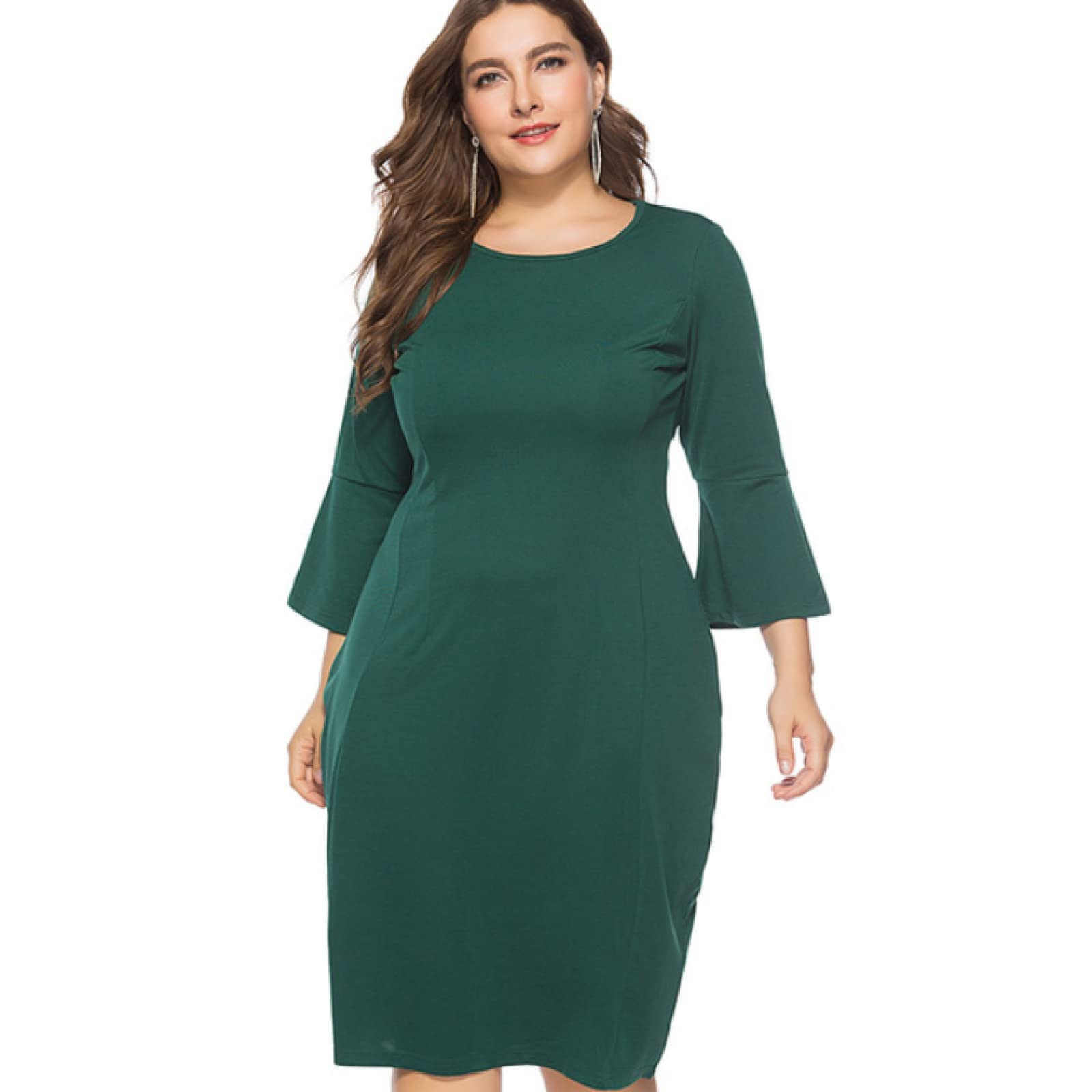 **QINKO Women's Plus Size Summer Casual Green Dress – Fashion Runway & Party Outfit for 2018 – Sizes 4XL 5XL 6XL – Perfect for Beach Vacations, Garden Parties & Evening Events**