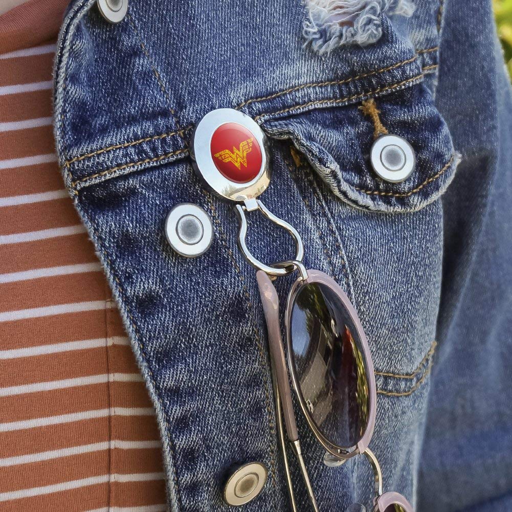 Wonder Woman Icons Logo Magnetic Metal Eyeglass & ID Badge Holder - Perfect for Superhero Fans, Office Professionals, and Comic Con Events