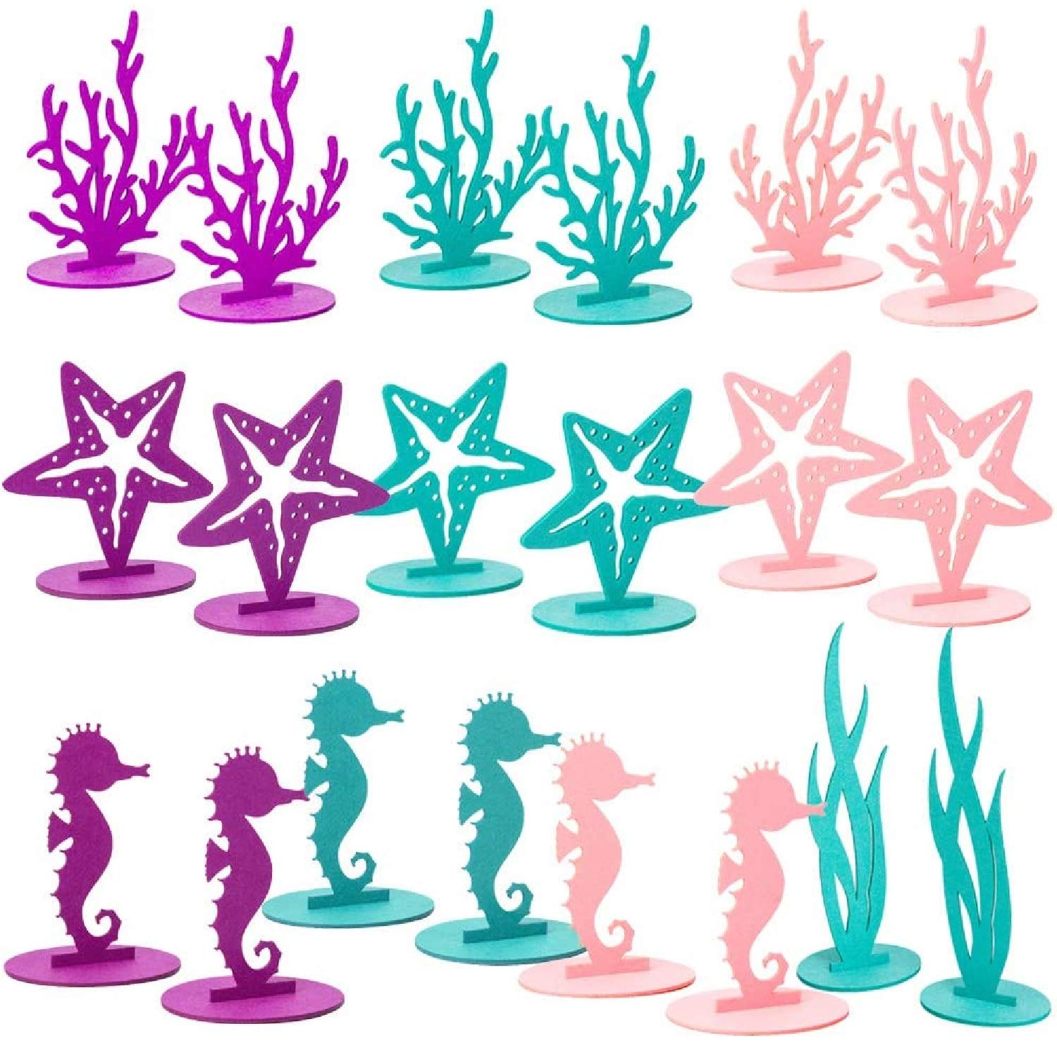 DIY Mermaid Party Felt Decorations Kit - 20PCS Ocean Themed Birthday & Graduation Party Supplies - Table Centerpieces, Wall Decor, Photo Booth Props for Girls' Under the Sea Celebration