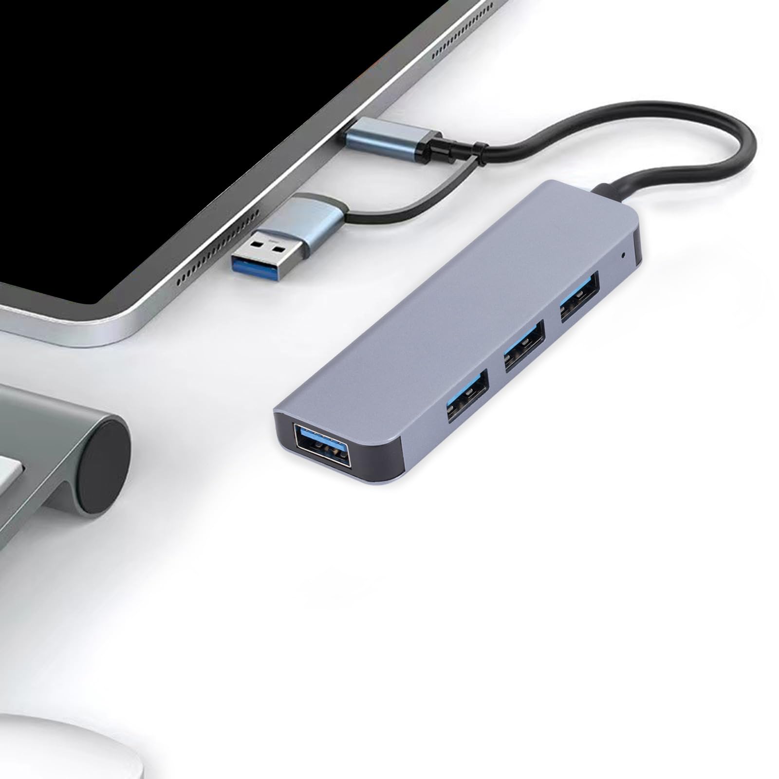 Premium USB C Hub with 4 USB Ports - Aluminum Multi-Port Adapter for Smartphones, Laptops & Gaming Consoles | Perfect for Home Office, Travel & Multi-Device Charging