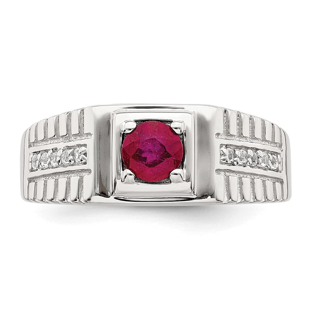925 Sterling Silver Men's African Ruby & White Topaz Ring - Handcrafted Fine Jewelry for Men, Wedding Band, Anniversary Gift, Birthday Present for Him - Perfect for Special Occasions & Everyday Wear