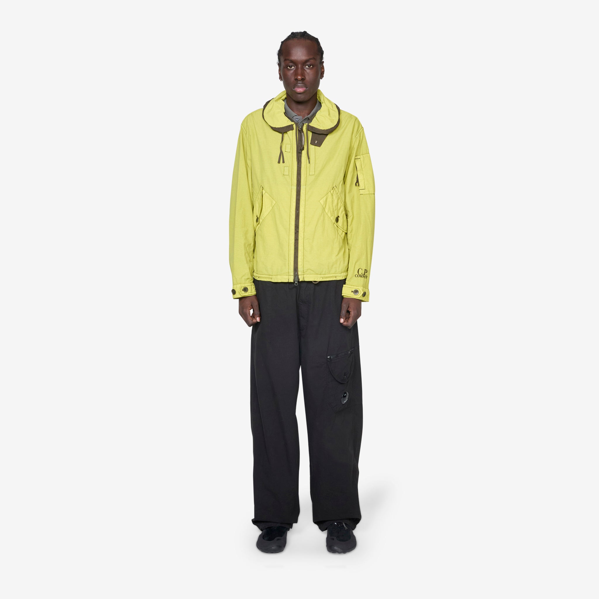 Contrast Flat Nylon Hooded Jacket in Cress Green - Lightweight Waterproof Windbreaker for Outdoor Hiking & Urban Streetwear