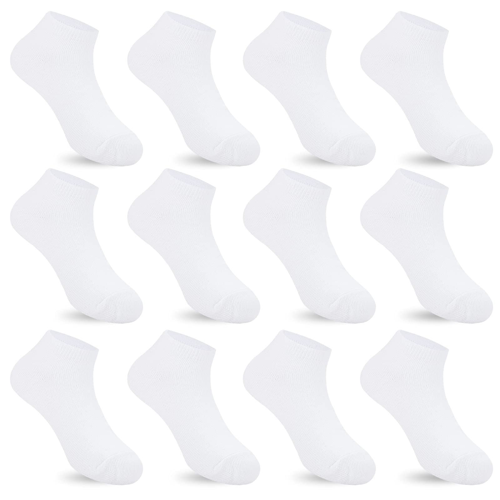 Auranso 12 Pairs Kids Breathable Athletic Ankle Socks for Boys & Girls - Soft Cotton Low Cut Socks for School, Sports & Daily Wear - Comfortable & Durable for Running, Gym & Playtime