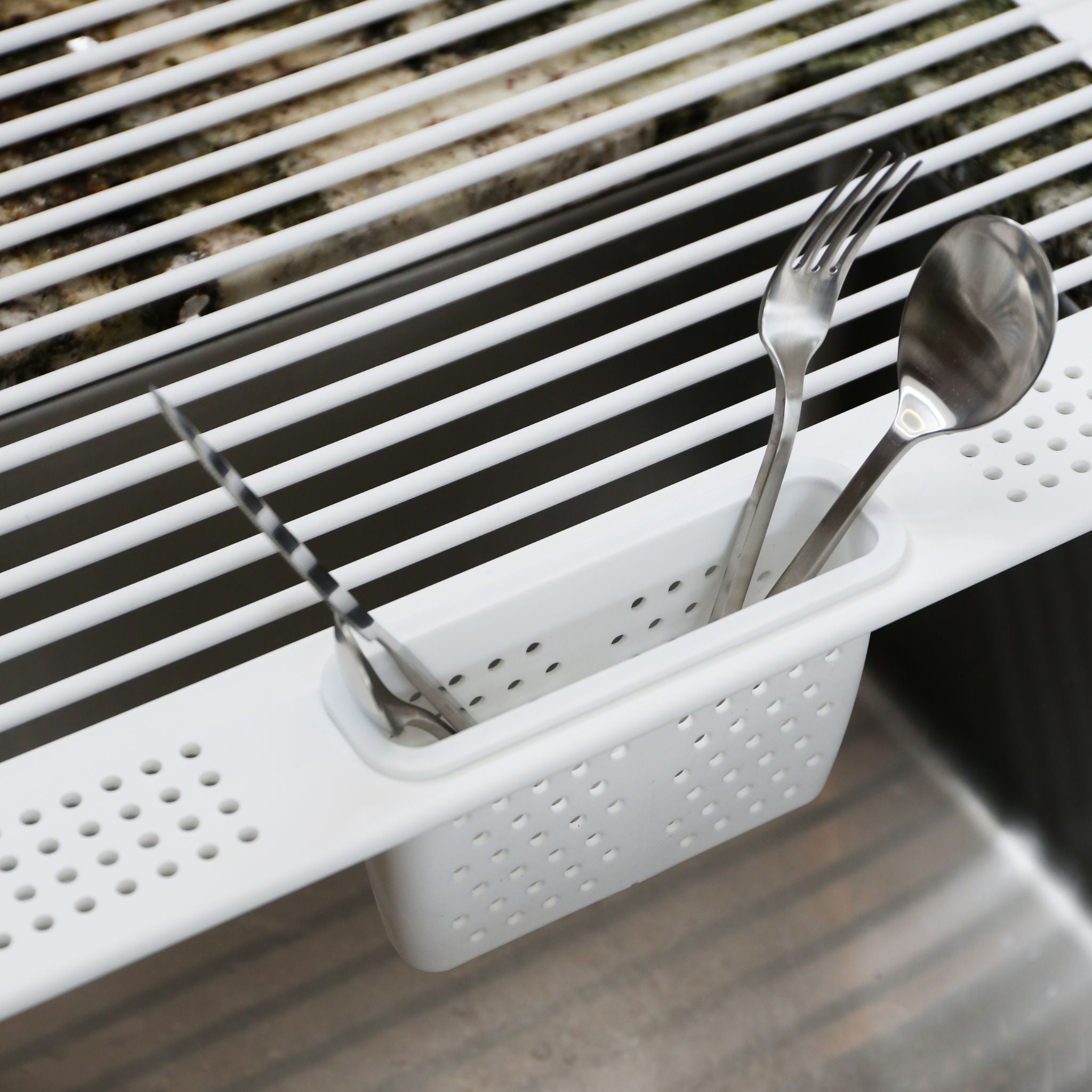 Foldable Dish Drying Rack with Cutlery Holder - Space Saving Kitchen Organizer for Countertop, White | Perfect for Small Apartments, RVs & Compact Kitchens
