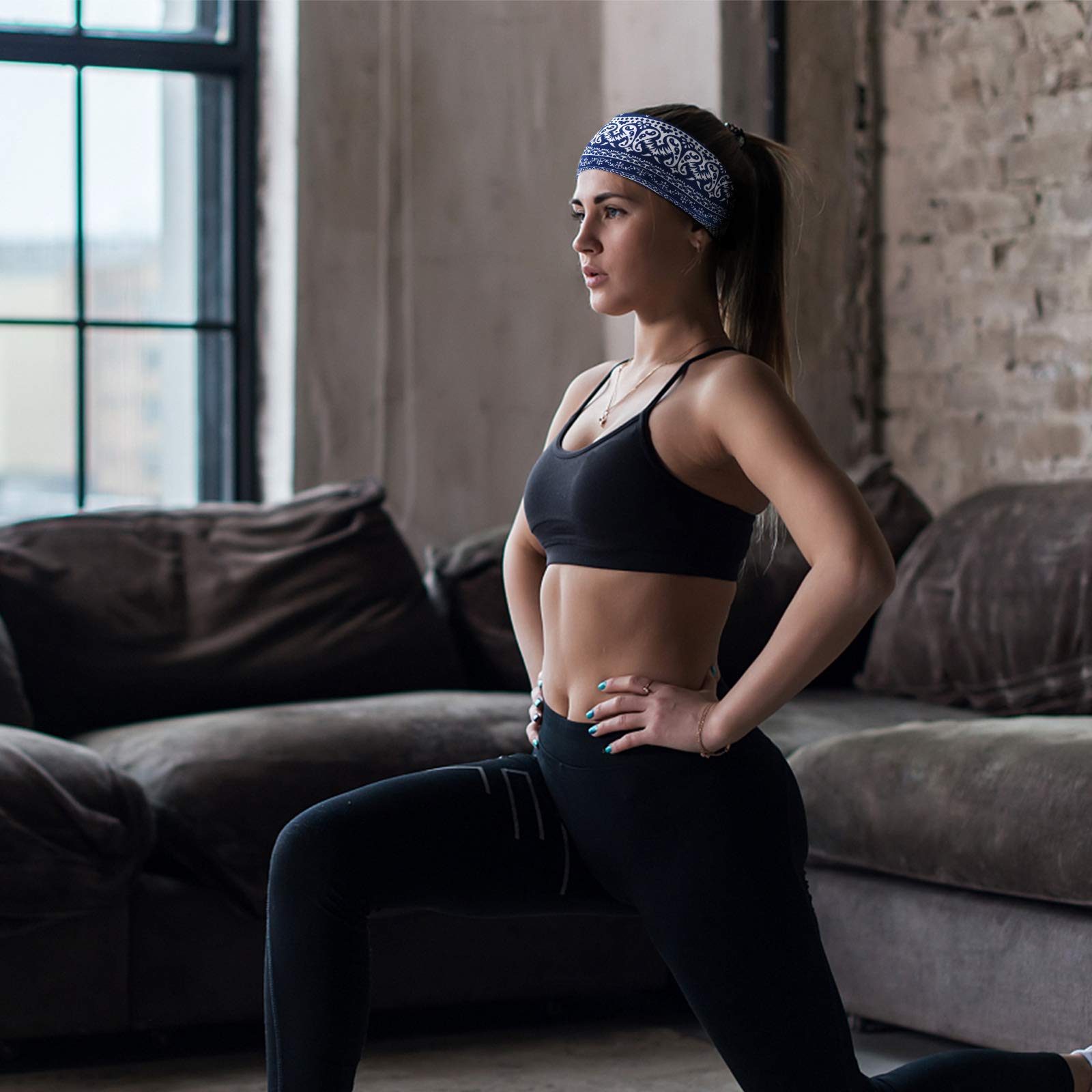 DRESHOW 6 Pack Non-Slip Yoga Headbands for Women - Soft Elastic Sports Headbands for Running, Workout, Gym & Fitness - Perfect for Yoga, Pilates, Tennis & Active Lifestyles