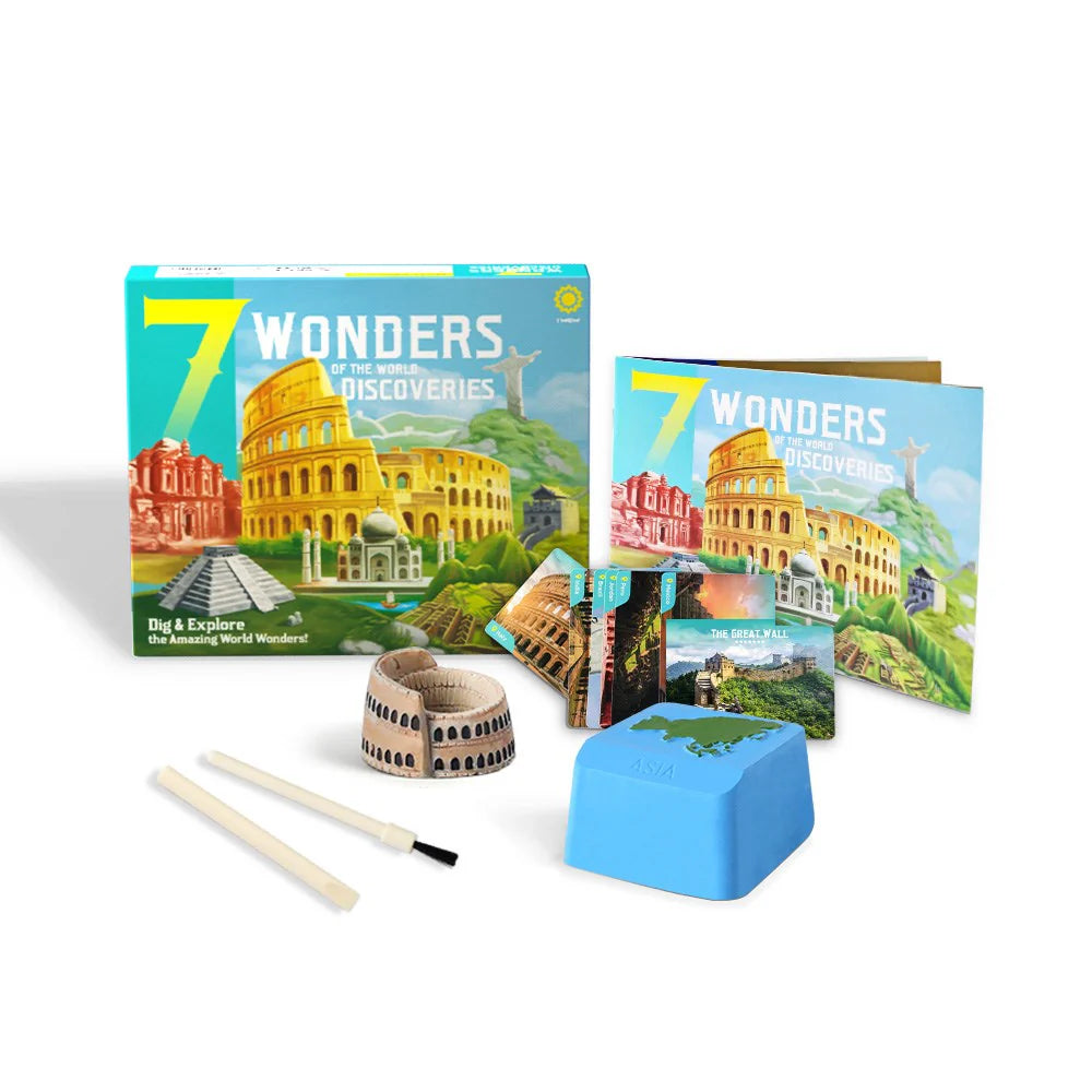 Dig Kit - 7 Wonders of the World Archaeology Excavation Set for Kids | STEM Educational Toy for Science Learning & History Exploration | Perfect for Classroom Activities & Birthday Gifts