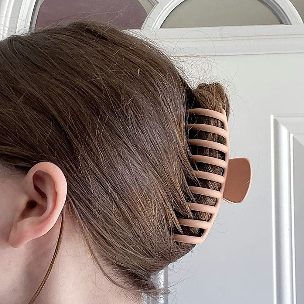 SYGA Large Hair Claw Clips for Women - Strong Hold Hair Clips for Long Thick Hair - 2 Pack (Skin Color & Black) - Perfect for Ponytails, Buns & Everyday Hairstyles