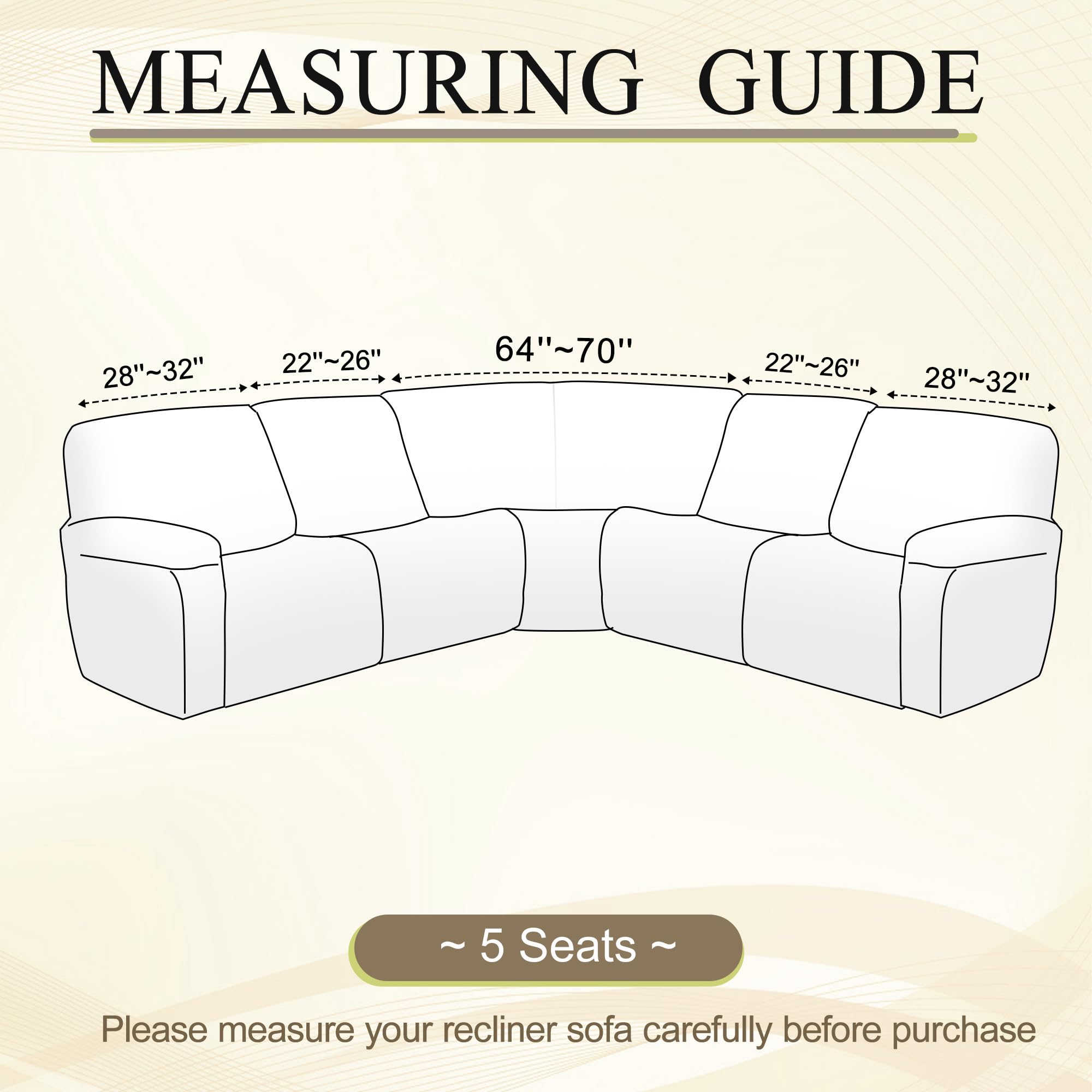 100% Waterproof Reclining Sectional Couch Cover - 5-Piece L-Shaped Stretch Fleece Sofa Slipcover - Washable, Non-Slip Corner Protector for Recliners (5-Seat, Gray) - Perfect for Pets, Kids & Spill Protection in Living Rooms