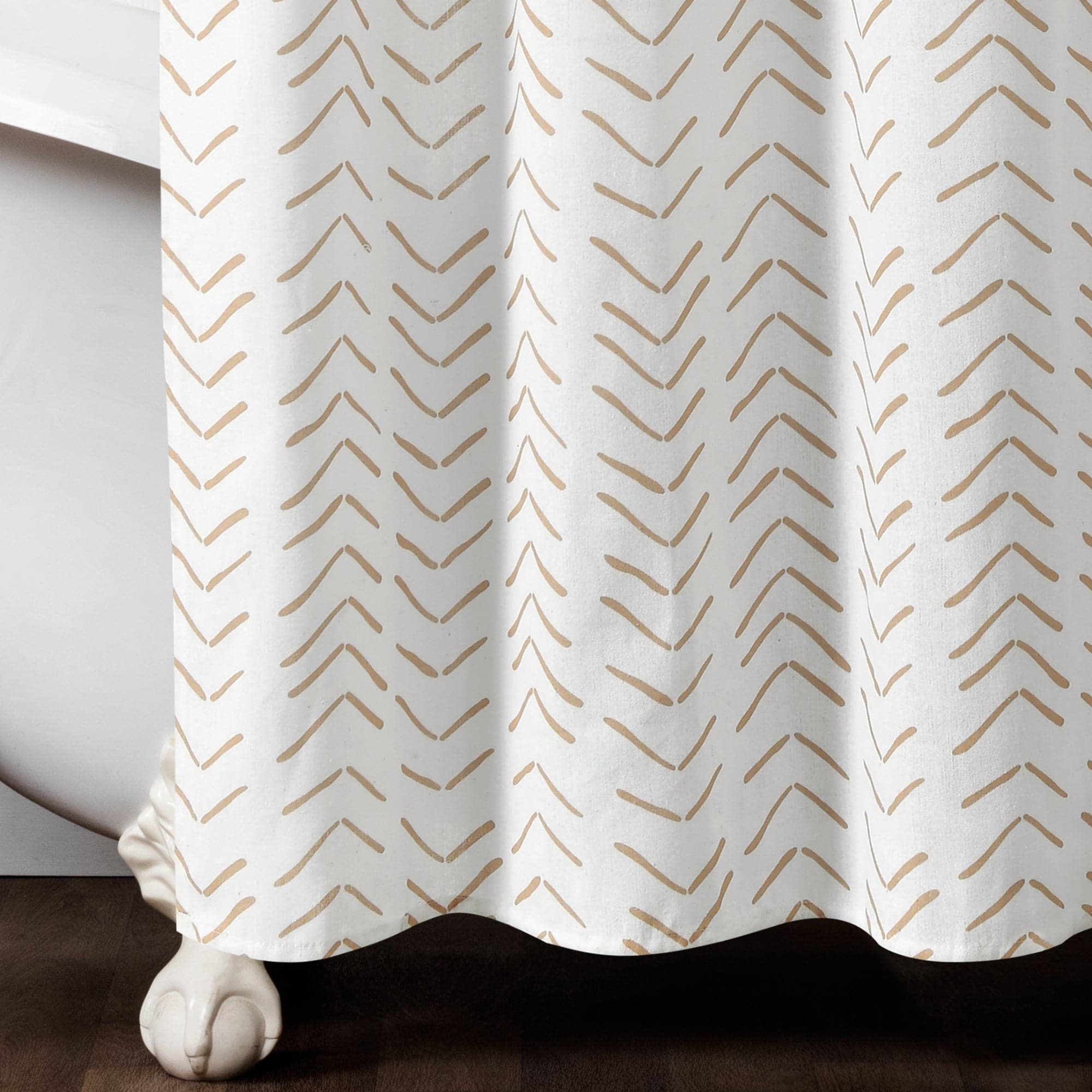 Hygge Modern Arrow Faux Linen Shower Curtain - Waterproof Bathroom Decor for Spa-Like Relaxation