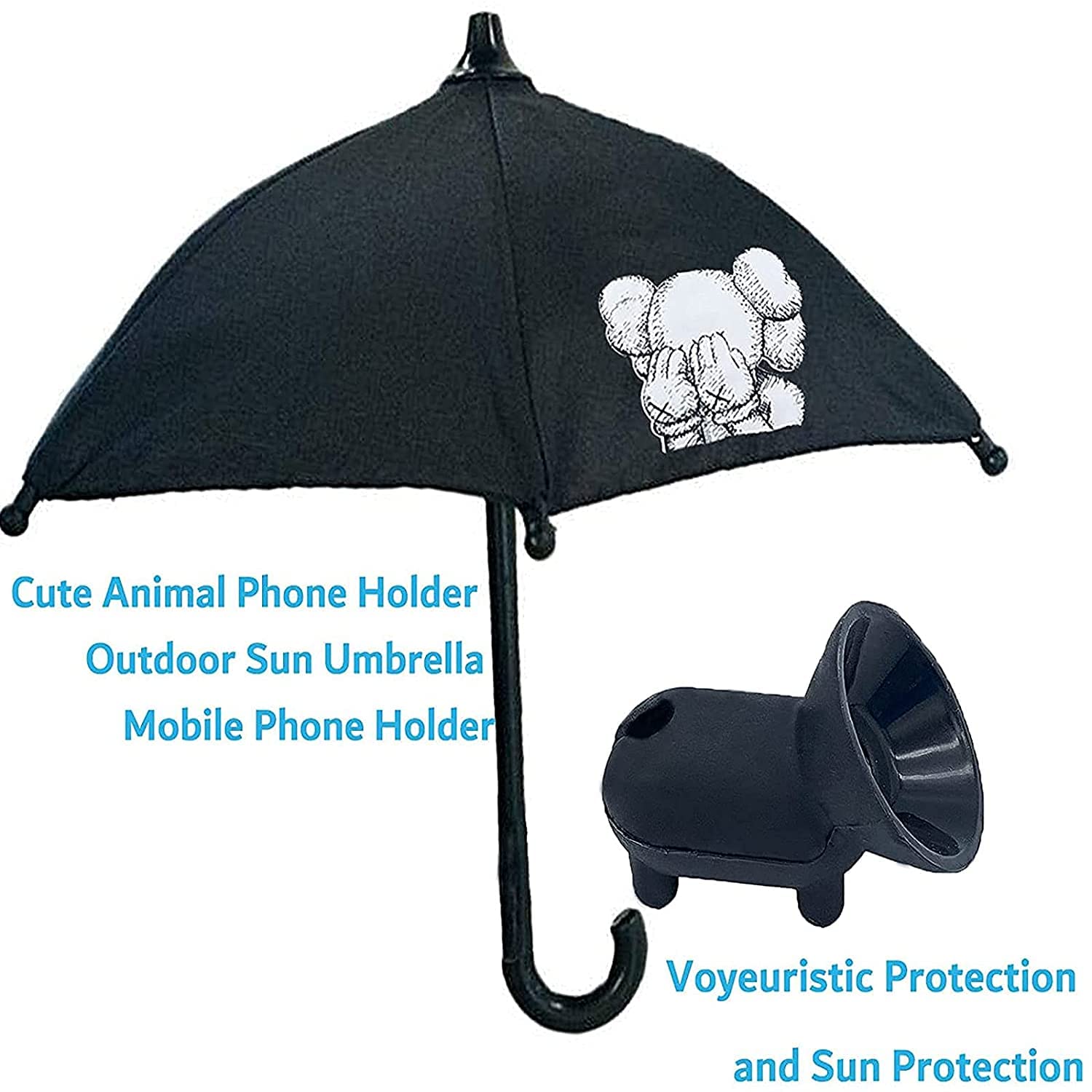 Universal Adjustable Phone Stand with Suction Cup & Sun Shade - Anti-Glare Sun Shield Holder for Smartphones, Perfect for Outdoor Use at Beach, Pool or Picnic (Red Flower Design)