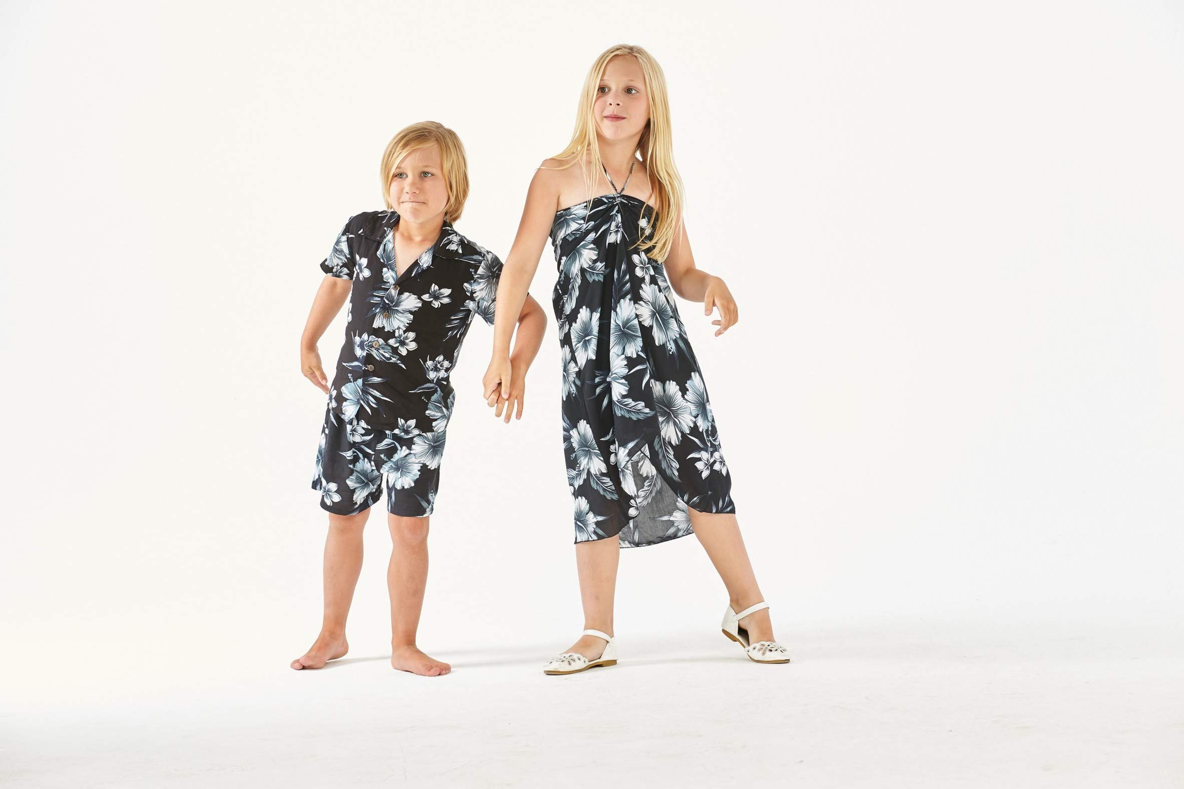 **Matching Hawaiian Luau Outfits for Siblings - Boys & Girls Tropical Shirts & Dresses in Various Patterns - Perfect for Family Vacations, Beach Parties & Themed Events**