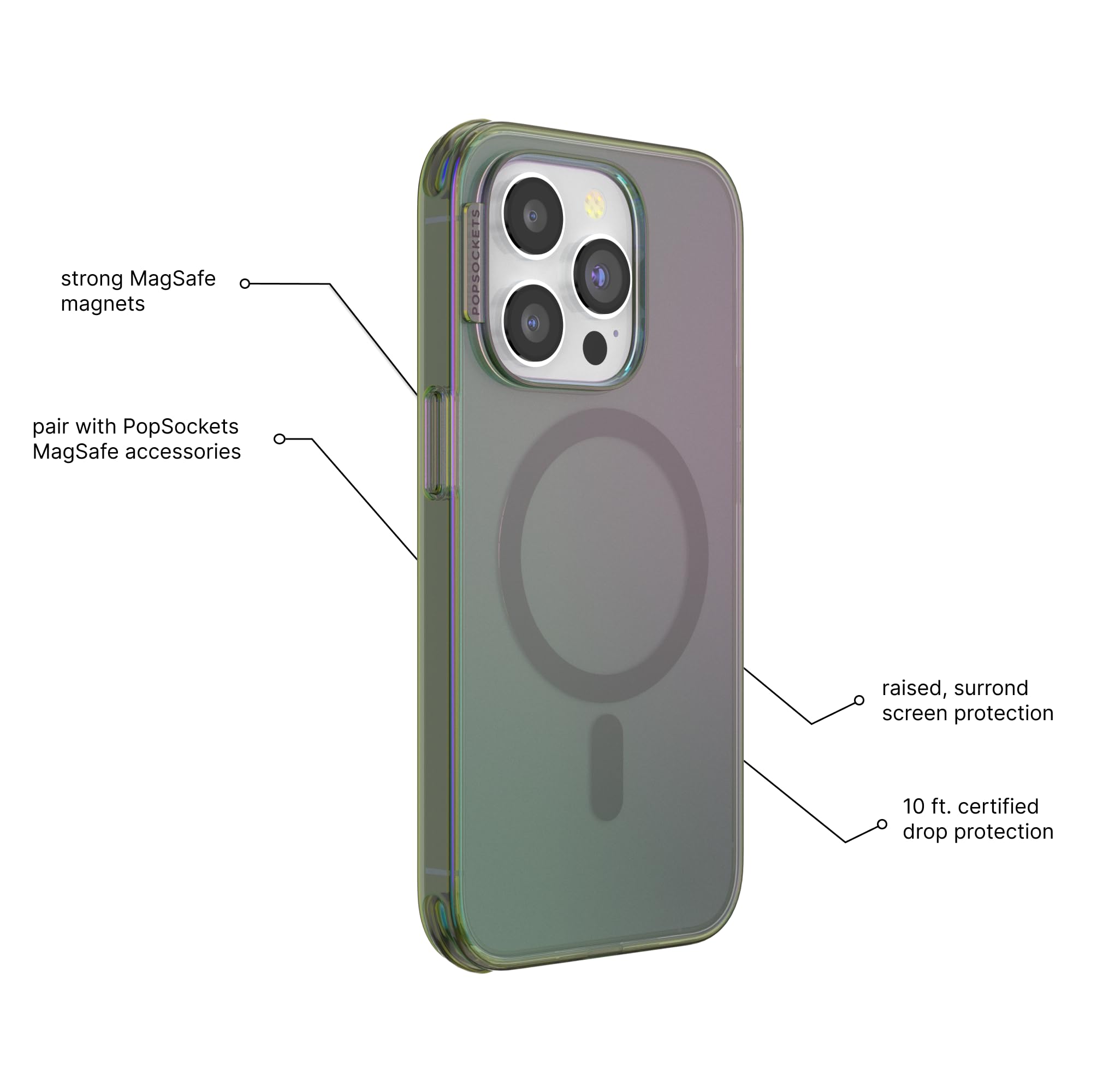 PopSockets MagSafe PopCase for iPhone 15 Pro Max - Repositionable PopGrip Slide Stand with Swappable Top (Nightshade) - Perfect for Hands-Free Viewing, Secure Grip & Everyday Protection
