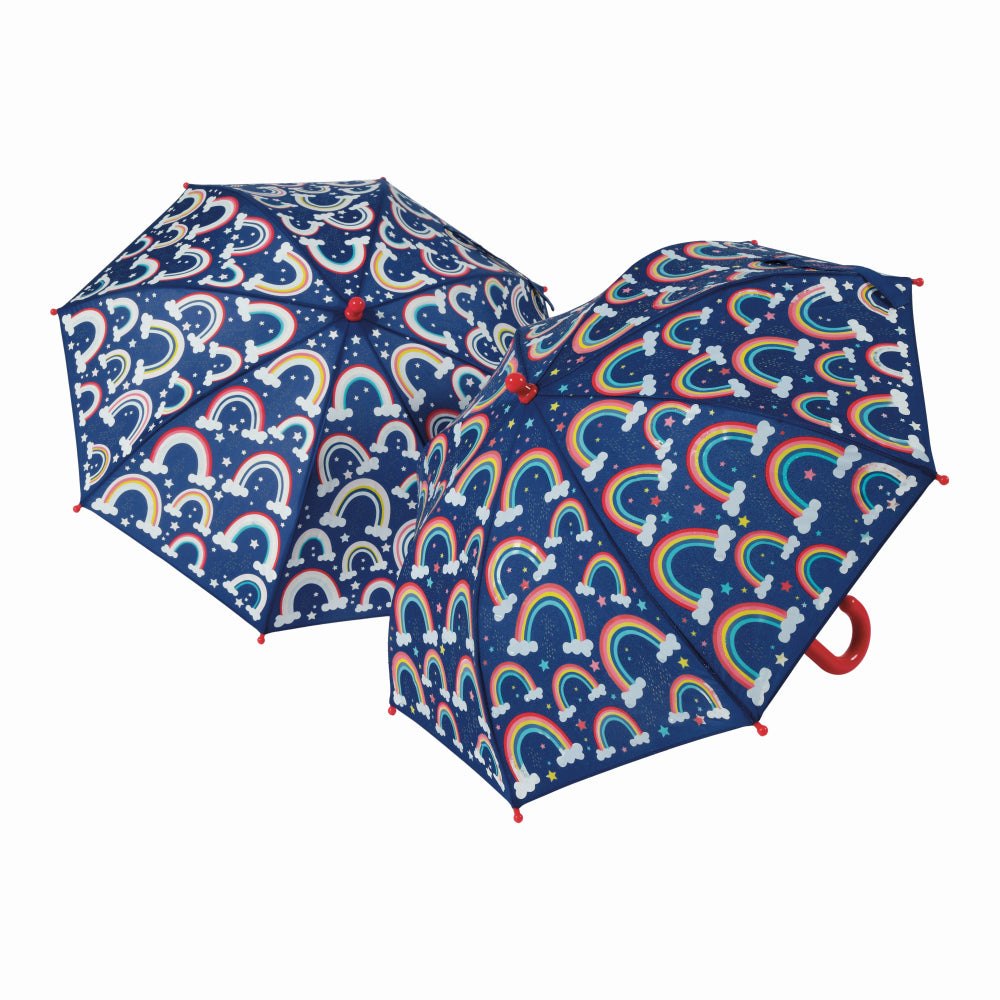 Color Changing Umbrella with Rainbow Design - Floss and Rock UV Reactive Parasol for Kids & Adults - Perfect for Rainy Days, Outdoor Events, and Fashion Accessories