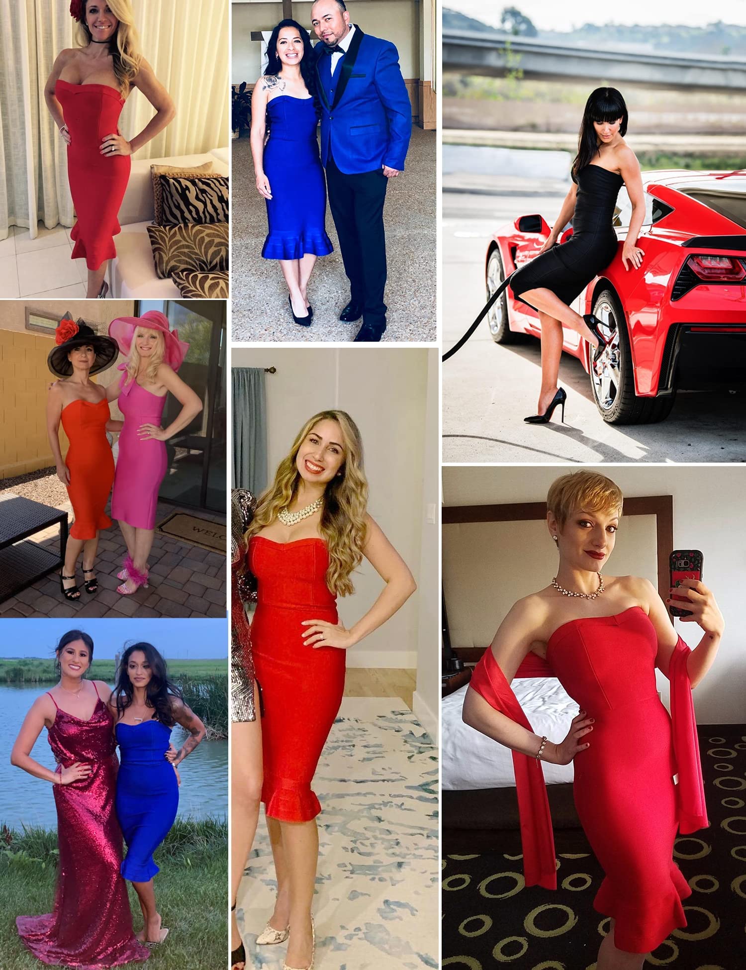 Elegant Women's Midi Cocktail Dress - Strapless Bandage Bodycon Dress for Wedding, Party & Special Occasions | Perfect for Evening Events, Date Nights & Formal Gatherings