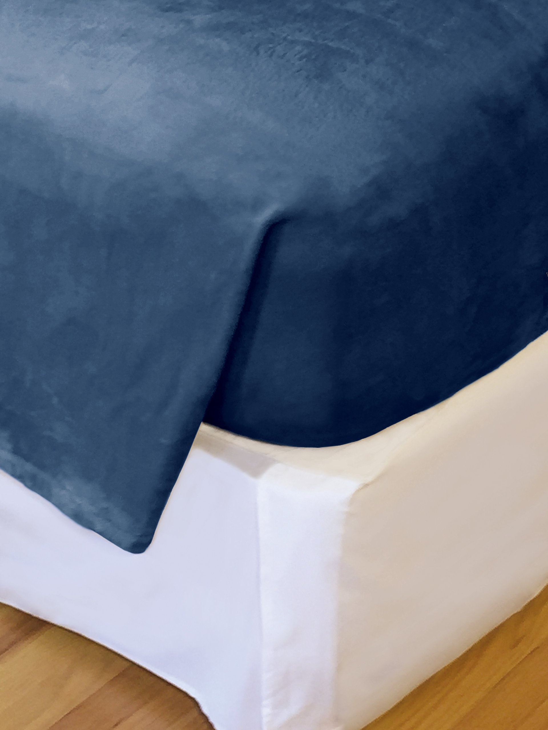 Oversized Plush Semi-Fitted Bed Blanket - Ultra Soft & Cozy Twin/Twin XL Size in Blue | Perfect for Bedroom, Dorm Room & Lounge Comfort