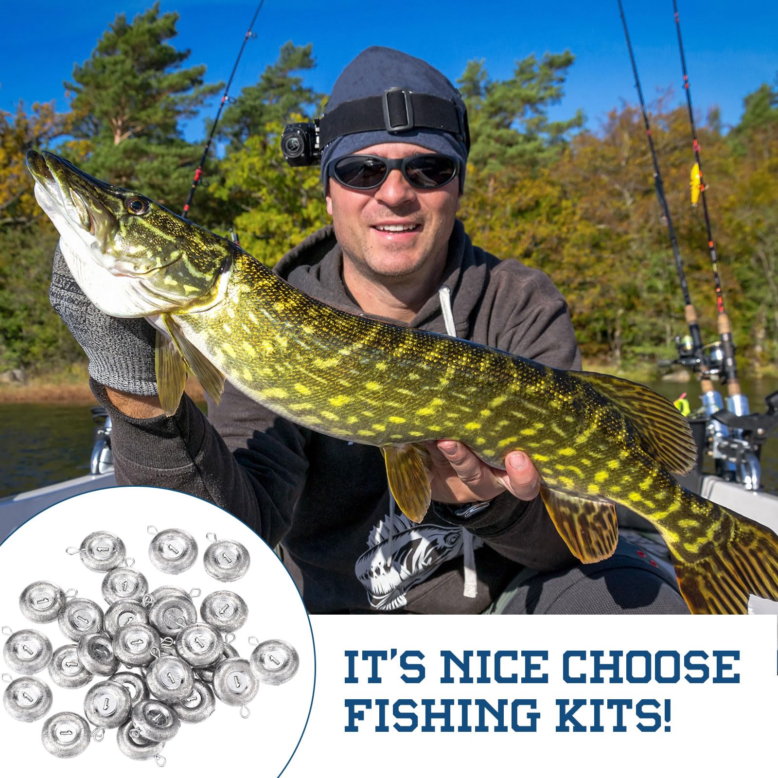 24-Piece Fishing Coin Sinkers Weights Kit - Heavy Duty Disc Sinkers for Saltwater, Catfishing, Trolling & Surf Fishing - Perfect for Freshwater & Saltwater Anglers