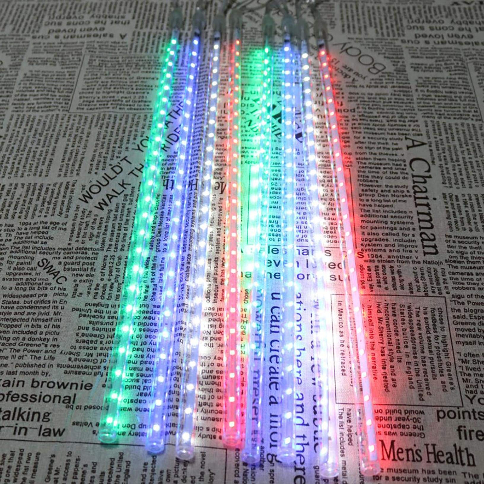 30CM 8 Tubes LED Meteor Snowfall Christmas Lights - Waterproof Outdoor Raindrop Lights for Xmas, Halloween, Holiday Decorations - Perfect for Garden, Yard, Party & Home Decoration